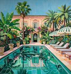 Where the heart comes to rest :Oil Painting of Contemporary Pool Architecture