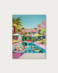 Whispers in the Waves Lilly Muth - Contemporary Architecture Villa Oil Painting