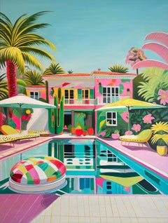 Whispers in the Waves Lilly Muth - Contemporary Architecture Villa Oil Painting