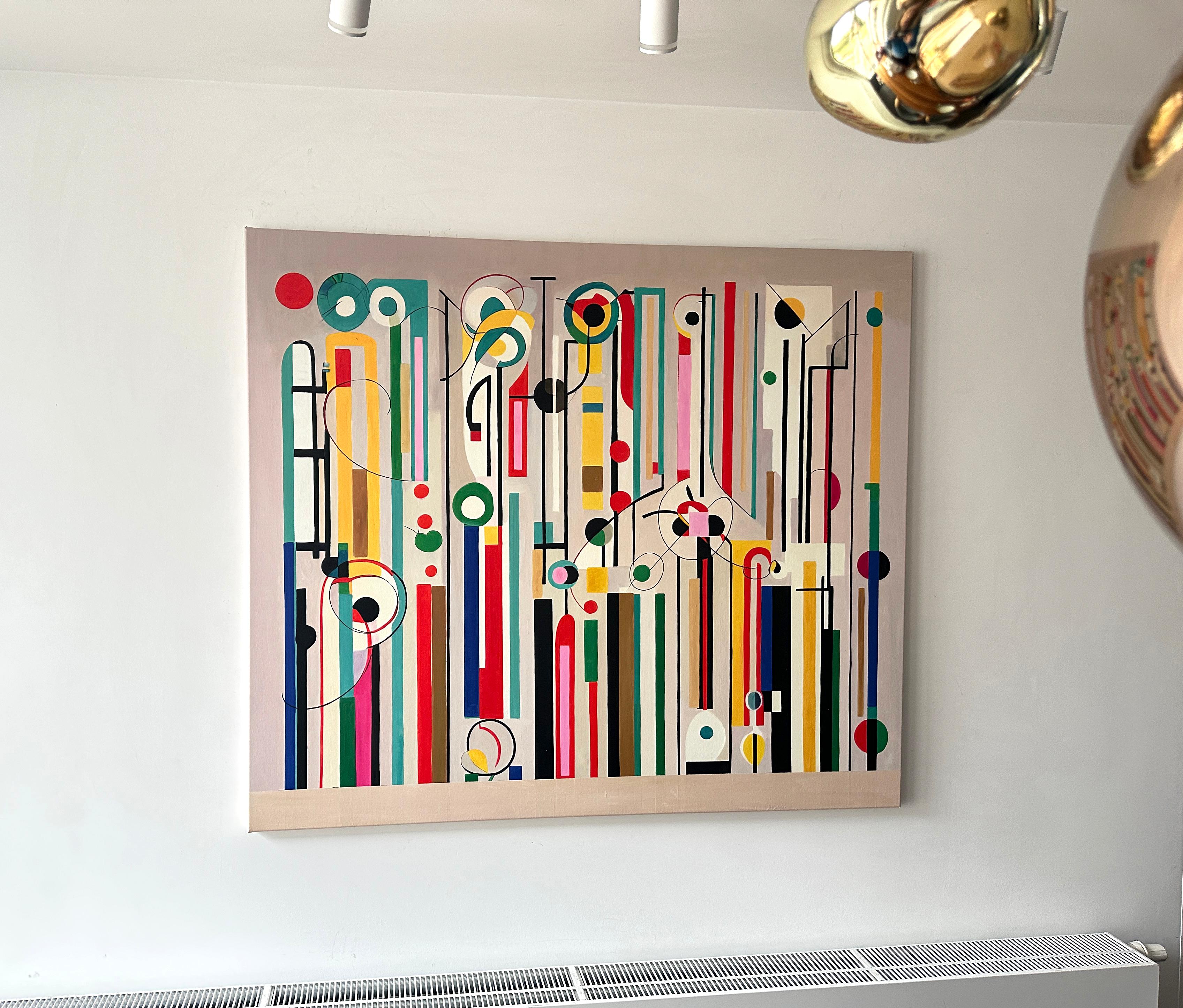 You are my other Half - Contemporary geometric abstraction - Oil Painting - Beige Abstract Painting by Lilly Muth