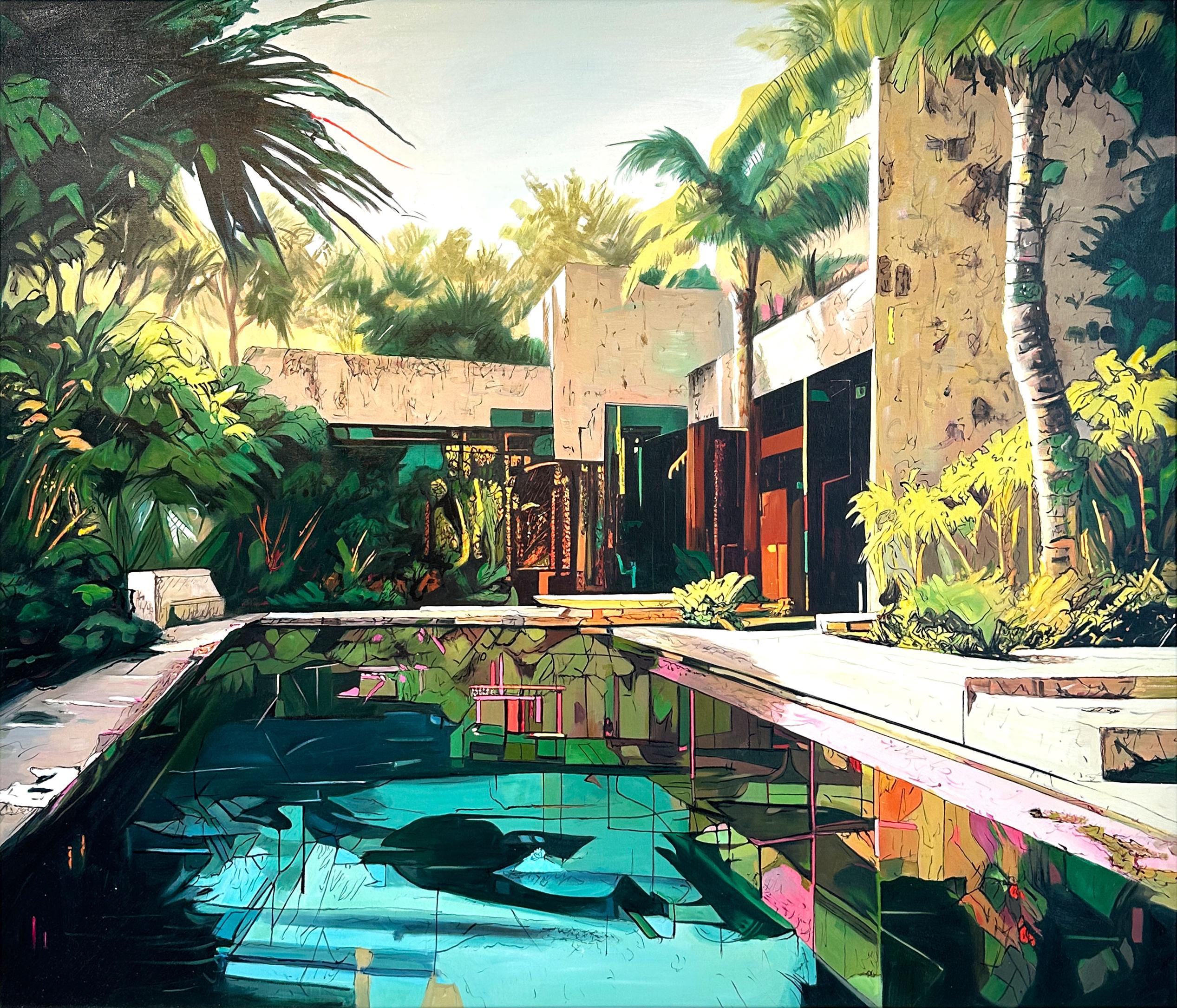 Du bist mein Paradies - Zeitgenössische Architektur Ölgemälde – Painting von Lilly Muth