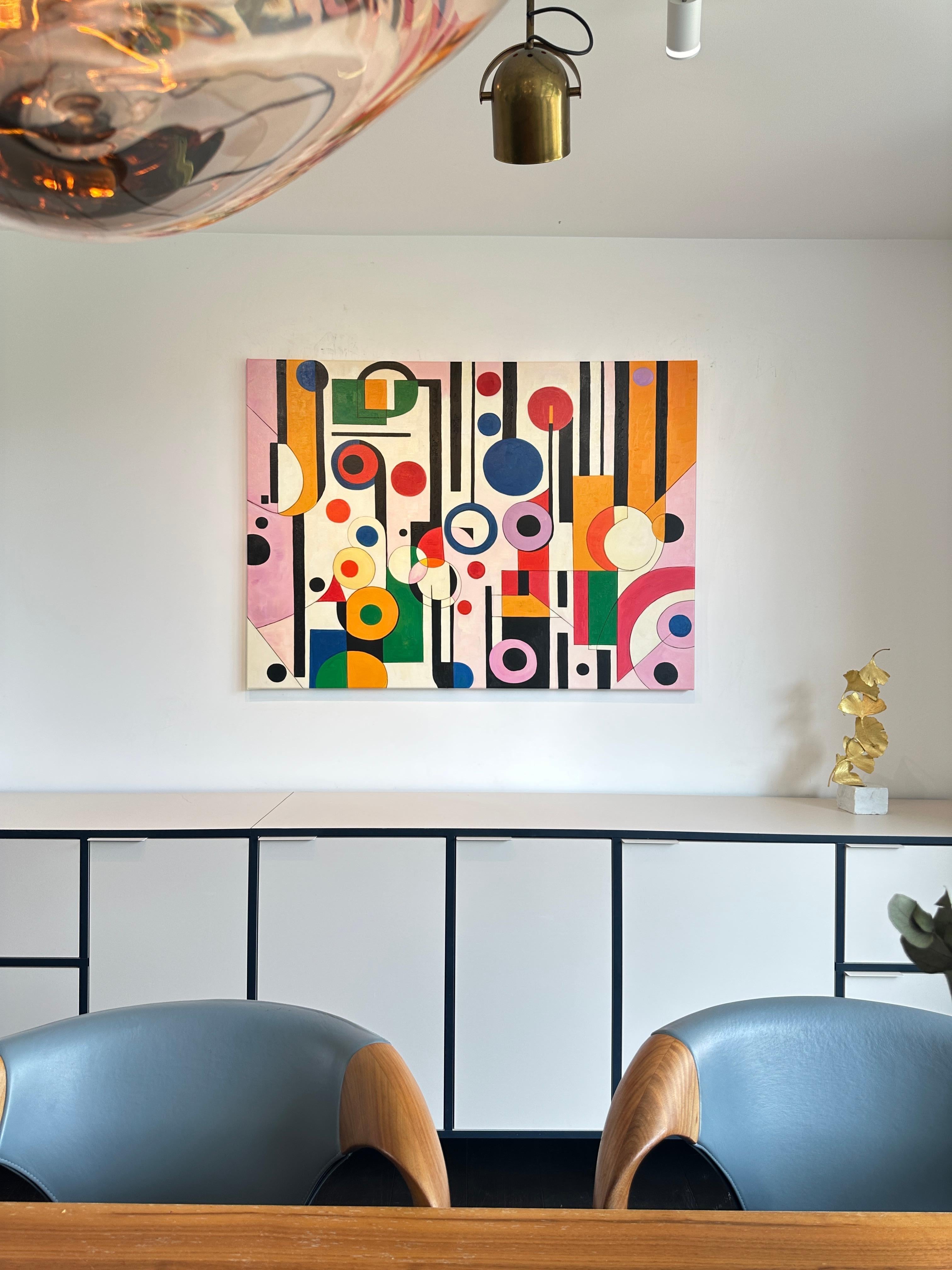 Tu sei il mio lato giocoso - Astrazione geometrica contemporanea - Pittura ad olio 7