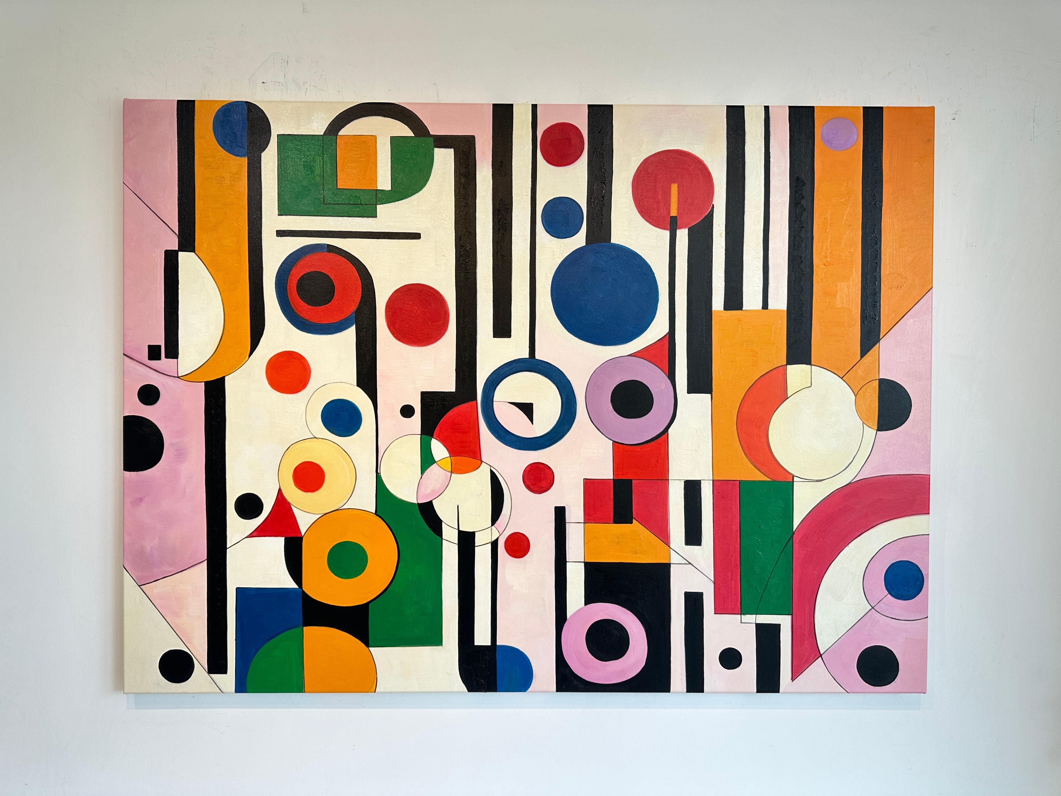 Tu sei il mio lato giocoso - Astrazione geometrica contemporanea - Pittura ad olio - Painting di Lilly Muth