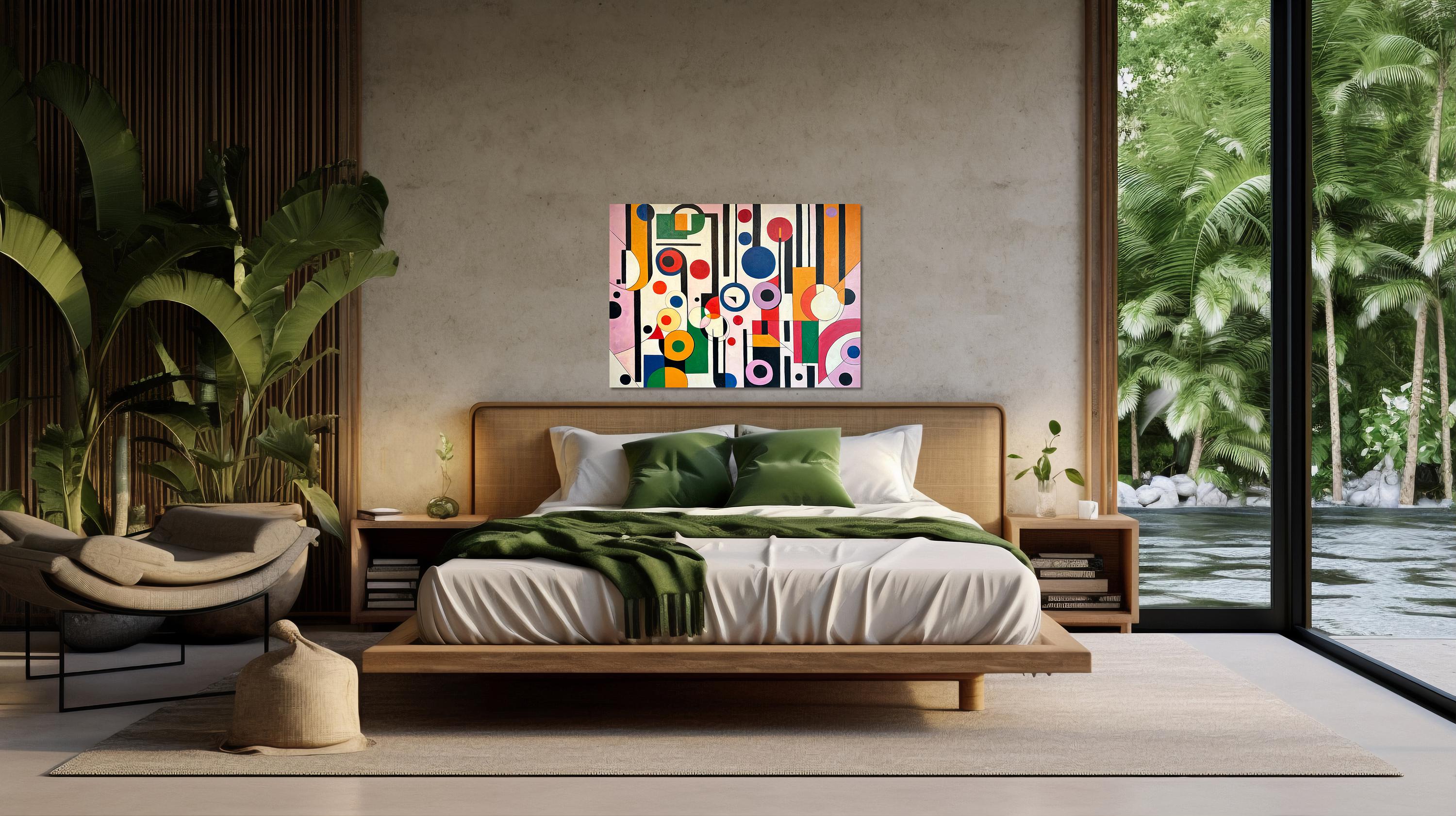 Tu sei il mio lato giocoso - Astrazione geometrica contemporanea - Pittura ad olio - Abstract Painting Arancia di Lilly Muth