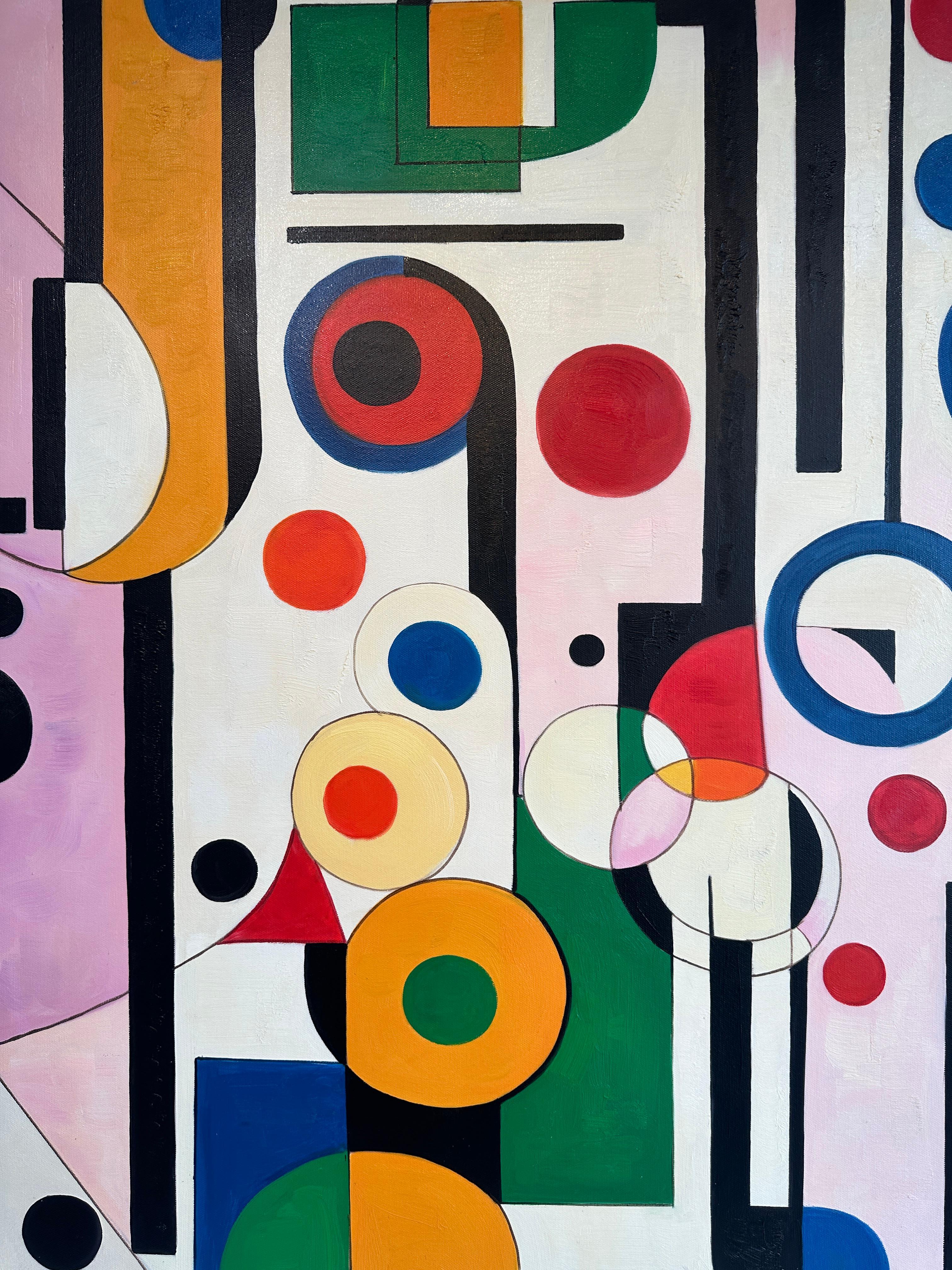 Tu sei il mio lato giocoso - Astrazione geometrica contemporanea - Pittura ad olio 4