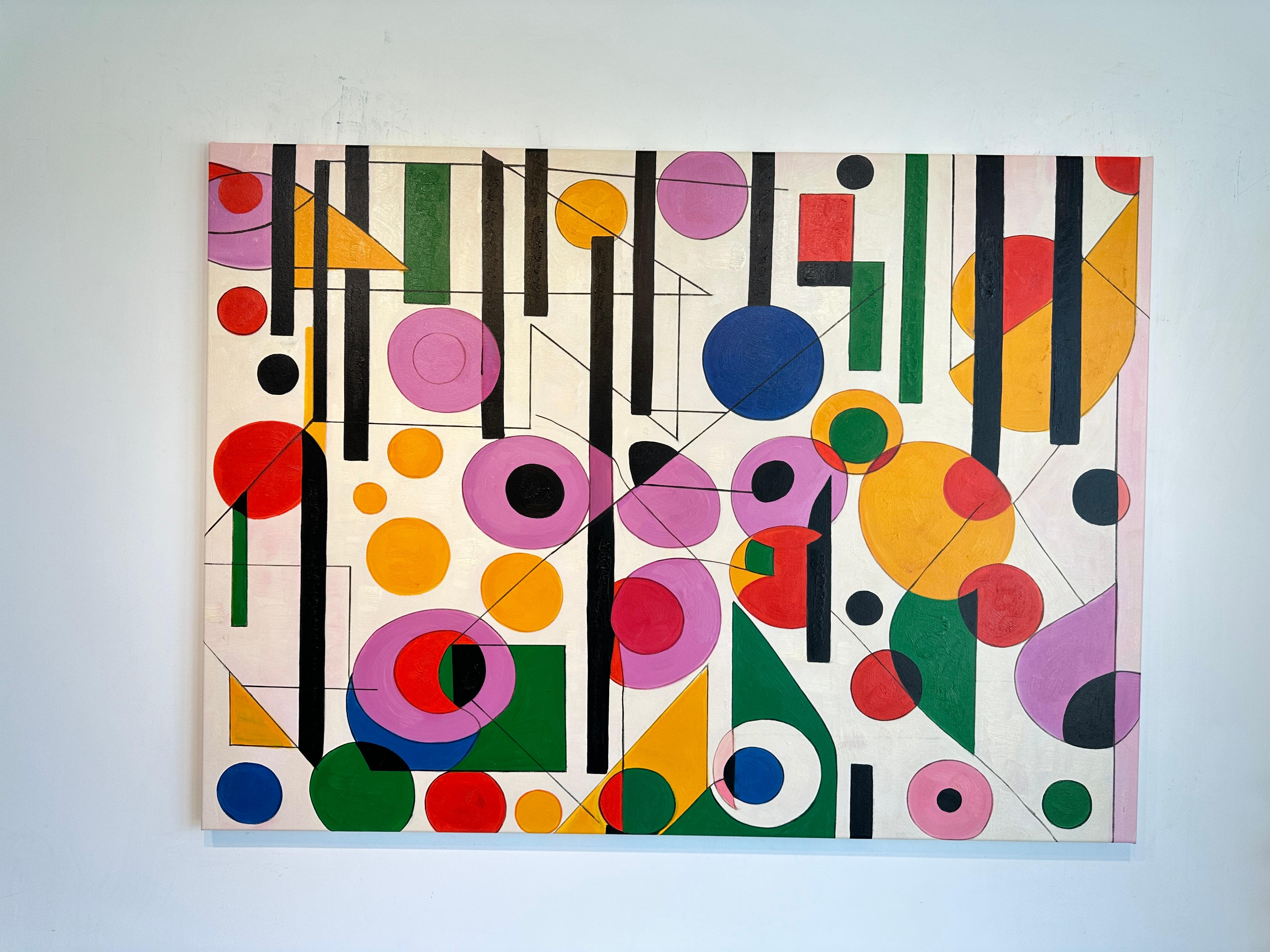 Tu sei il mio sole, la mia luna e le mie stelle Astrazione geometrica contemporanea - Pittura a olio - Painting di Lilly Muth