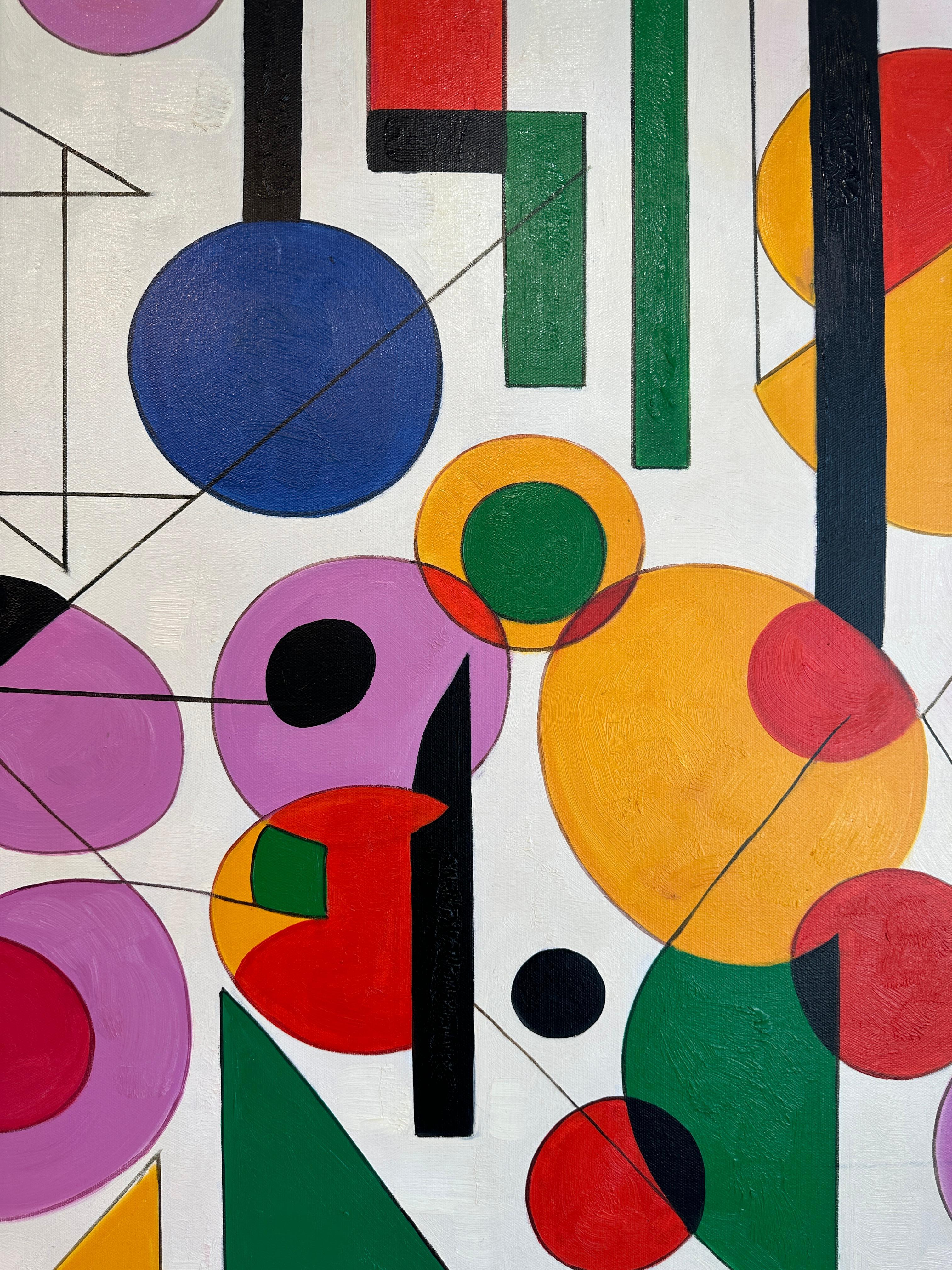 Tu sei il mio sole, la mia luna e le mie stelle Astrazione geometrica contemporanea - Pittura a olio - Painting Astrattismo geometrico di Lilly Muth