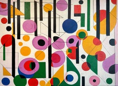 Tu es mon soleil, ma lune et mes étoiles Abstraction géométrique contemporaine - Peinture à l'huile