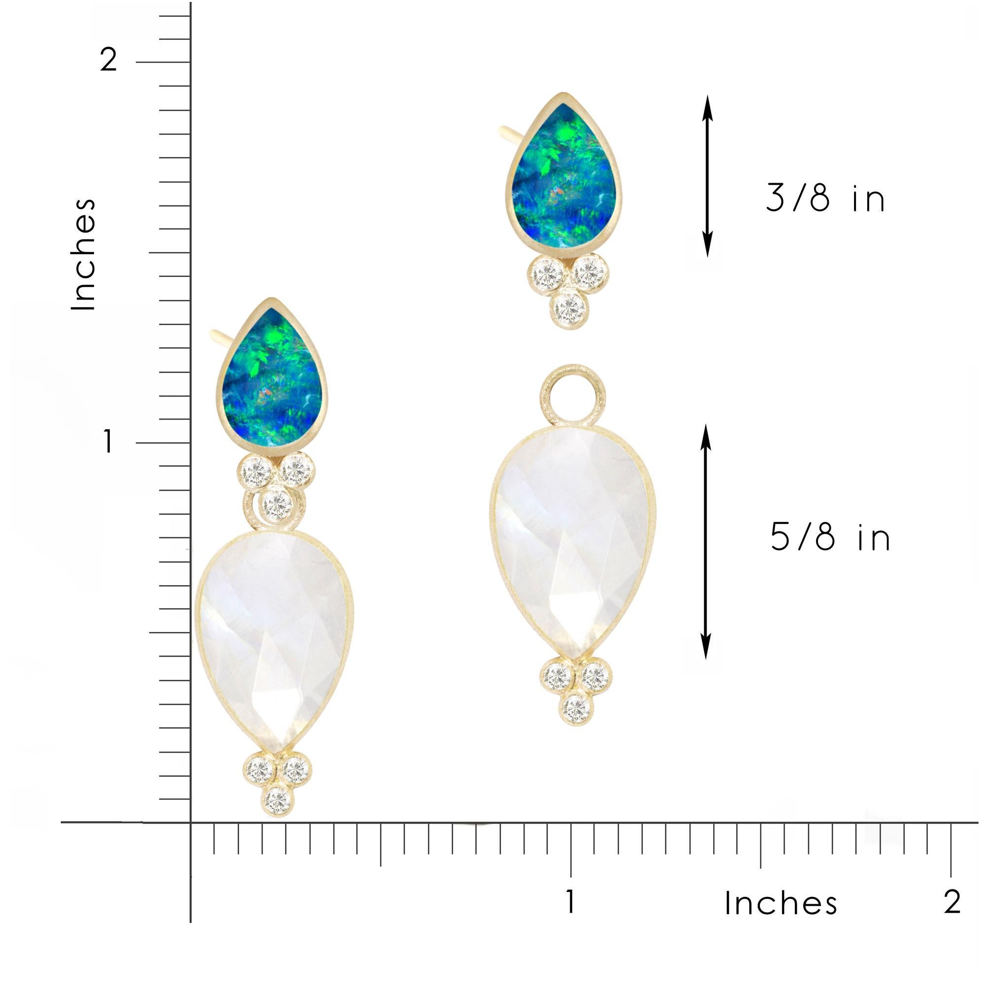 Lilly Opal & Mia Small Moonstone 18 Karat Gold Earrings In New Condition For Sale In Denver, CO