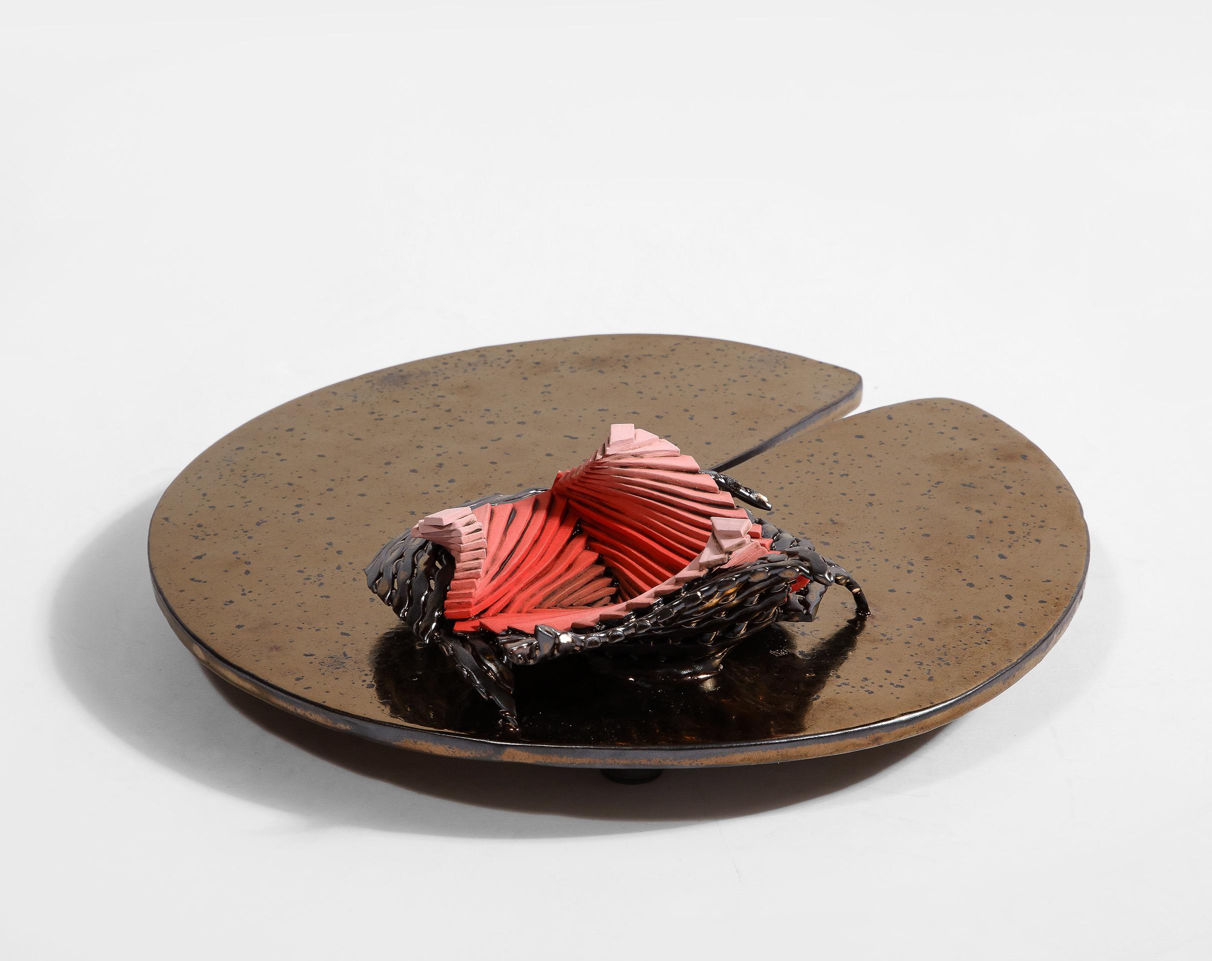 XXIe siècle et contemporain Plateau en céramique « Lilly Pad » de Colleen Carlson en vente