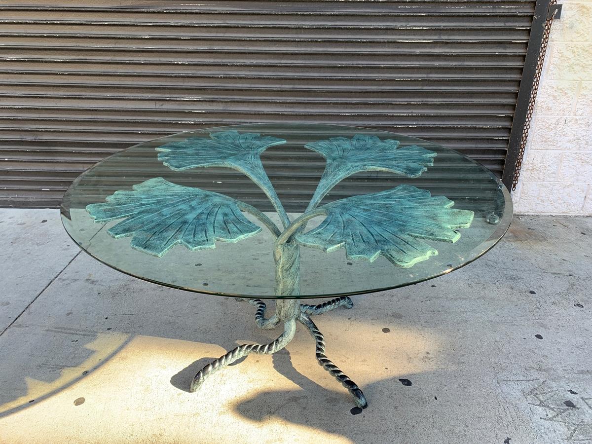 Patinated Lilly Pad Table in the Style of Arthur Court
