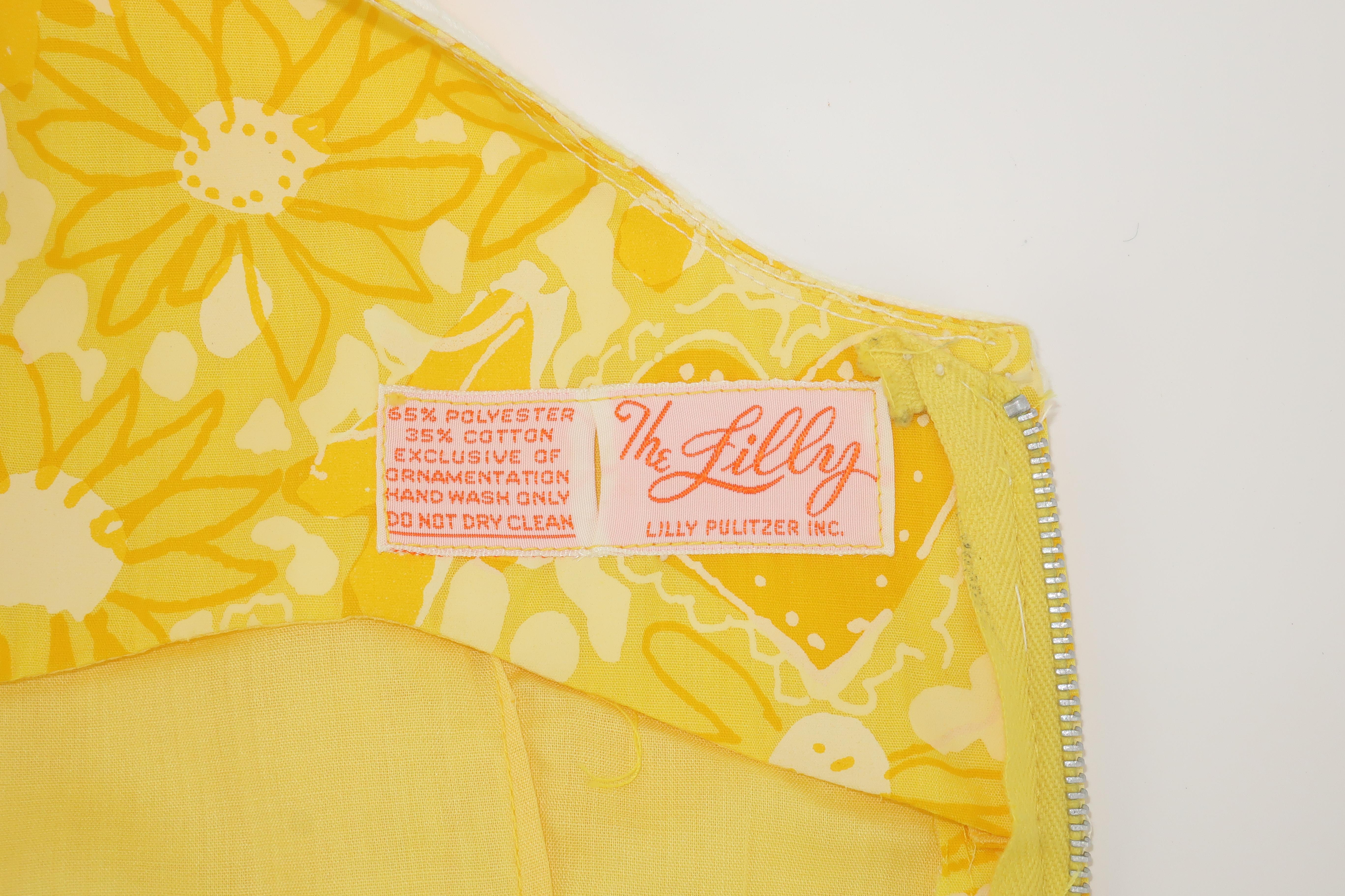 Lilly Pulitizer Yellow Daisy & Heart Print Cotton Dress, 1960's 4