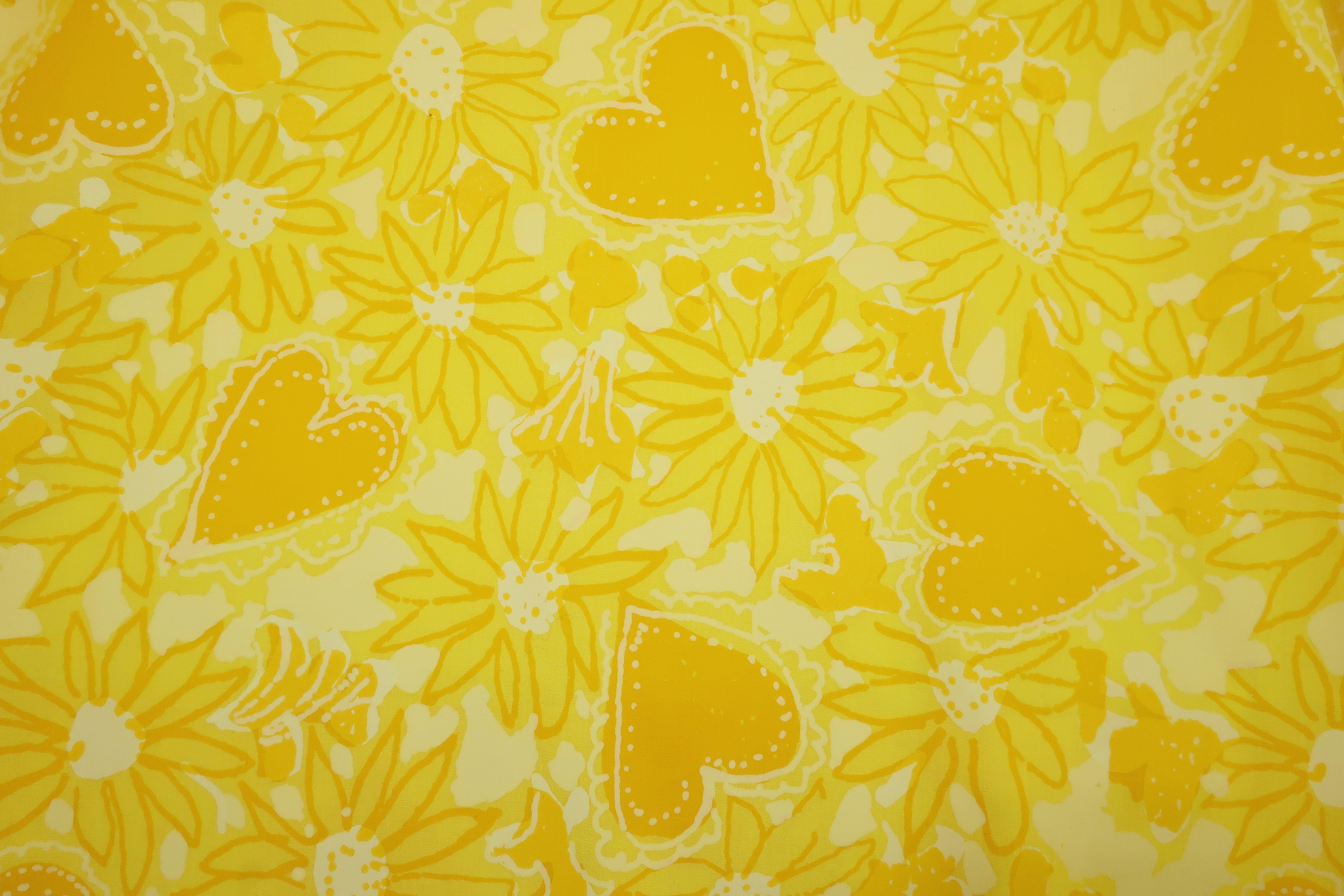Lilly Pulitizer Yellow Daisy & Heart Print Cotton Dress, 1960's 5