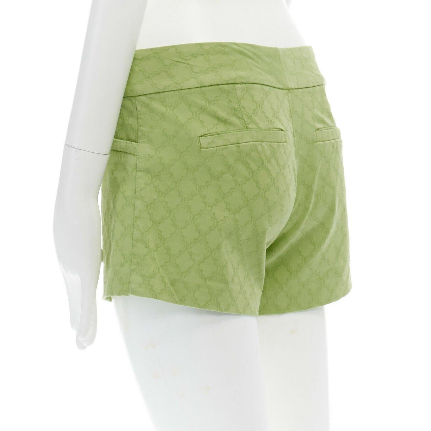 Beige LILLY PULITZER 100% cotton neon green textured cotton shorts US00 XXS
