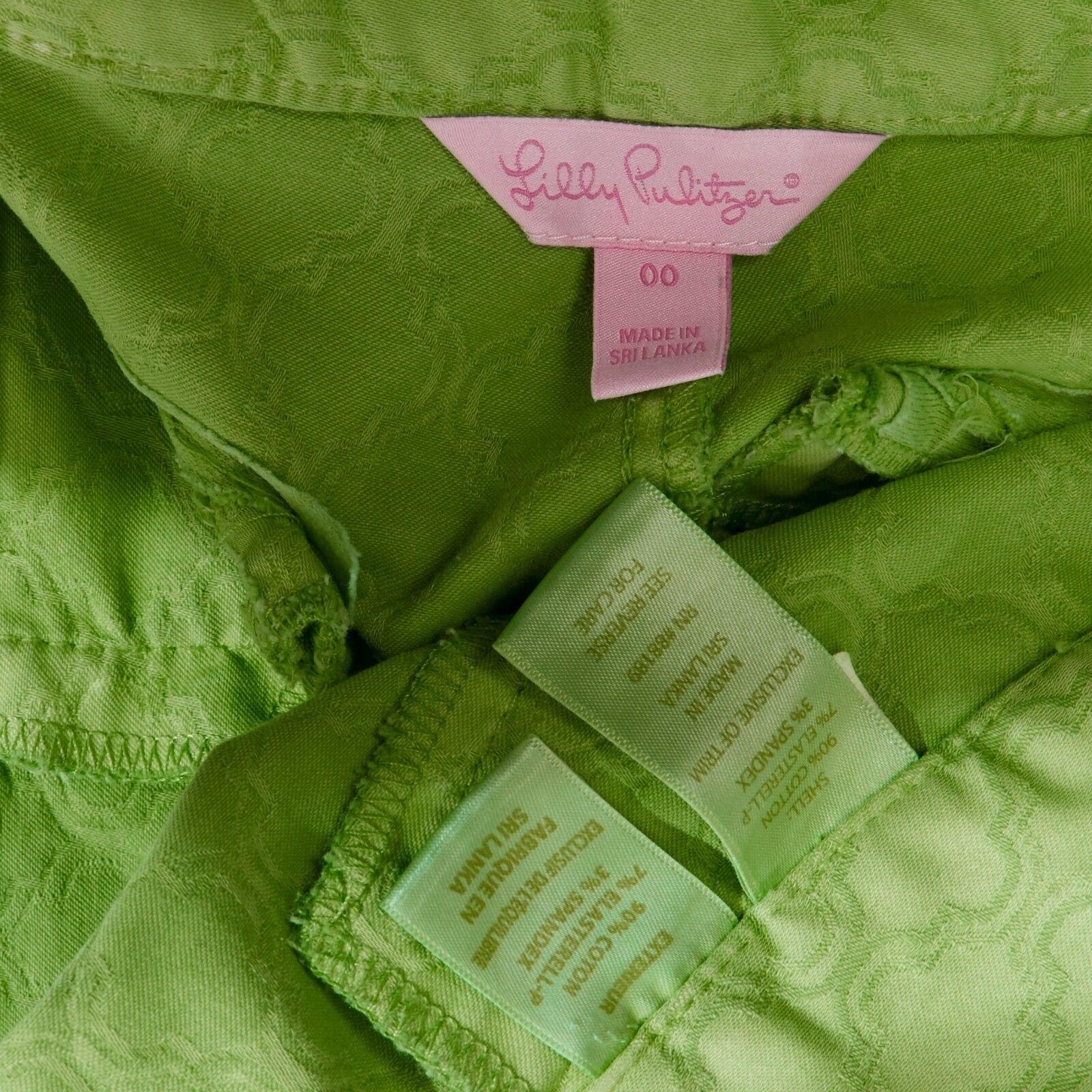 LILLY PULITZER 100% cotton neon green textured cotton shorts US00 XXS 1
