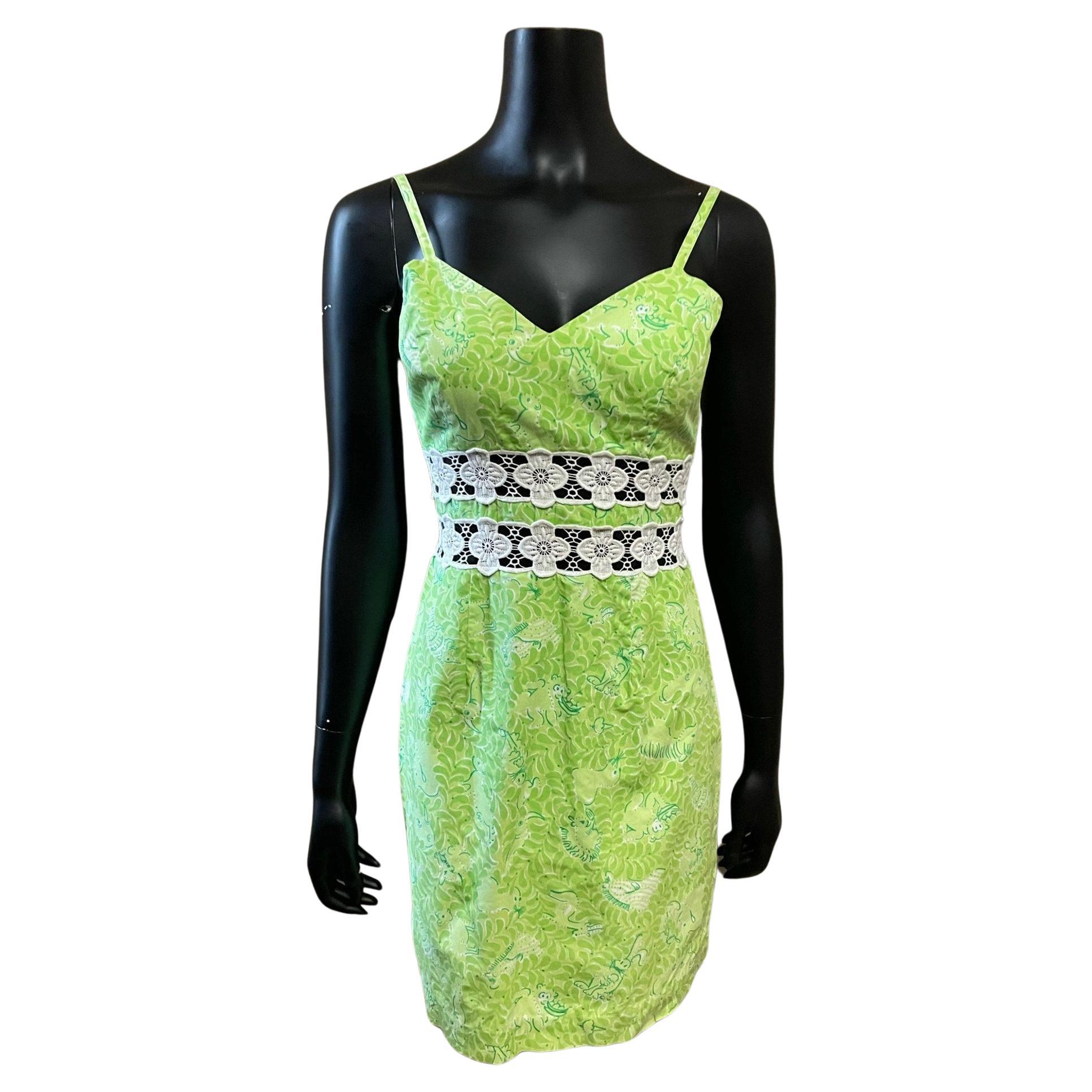 Lilly Pulitzer Lime Green Mini Dress, Circa 1990s For Sale