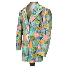 LILLY PULITZER Men's Palm Beach Tropical Print Resort Jacket c 1970s
