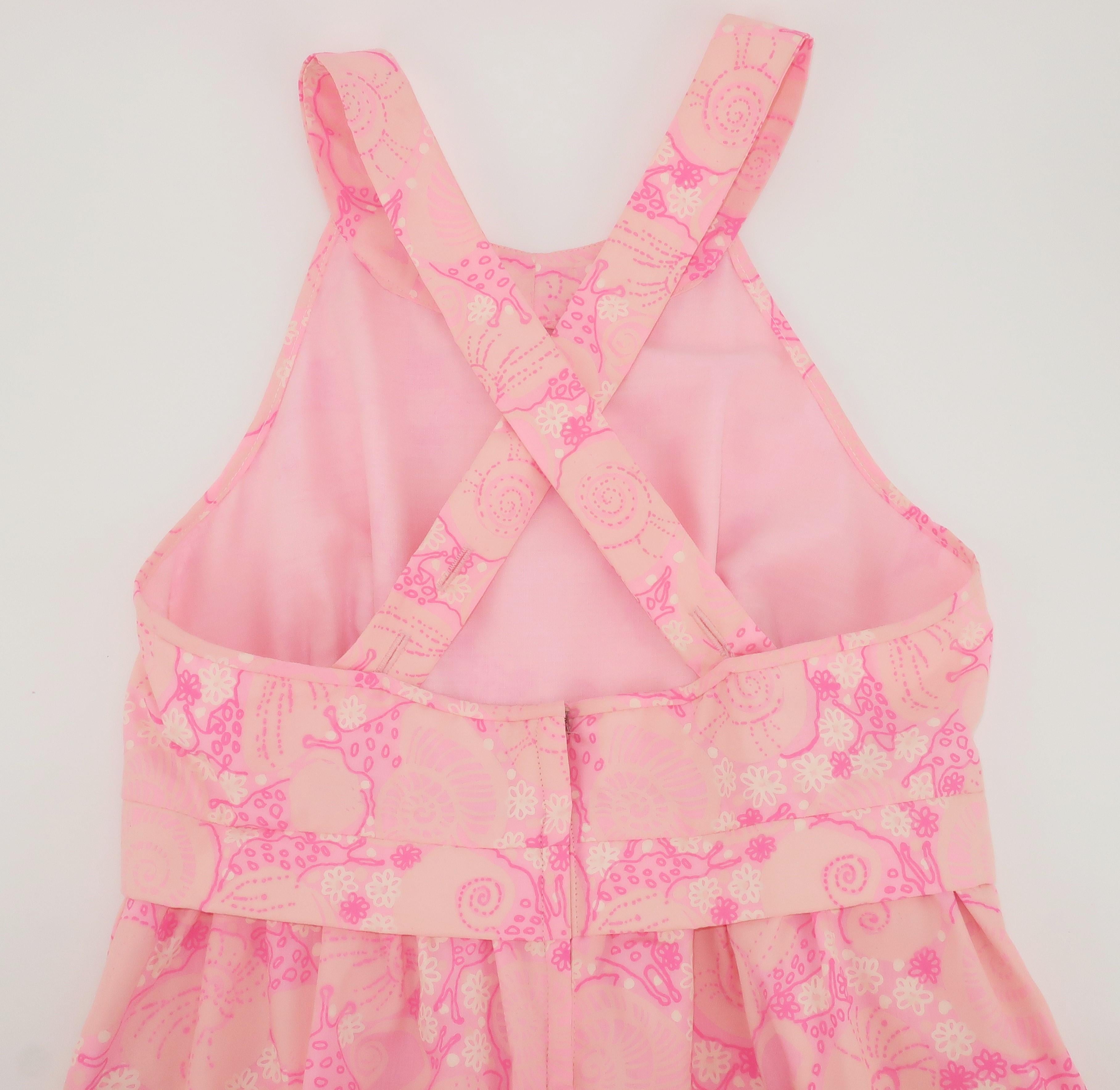 Lilly Pulitzer Pink Snail Print Halter Maxi Dress, 1960's 5