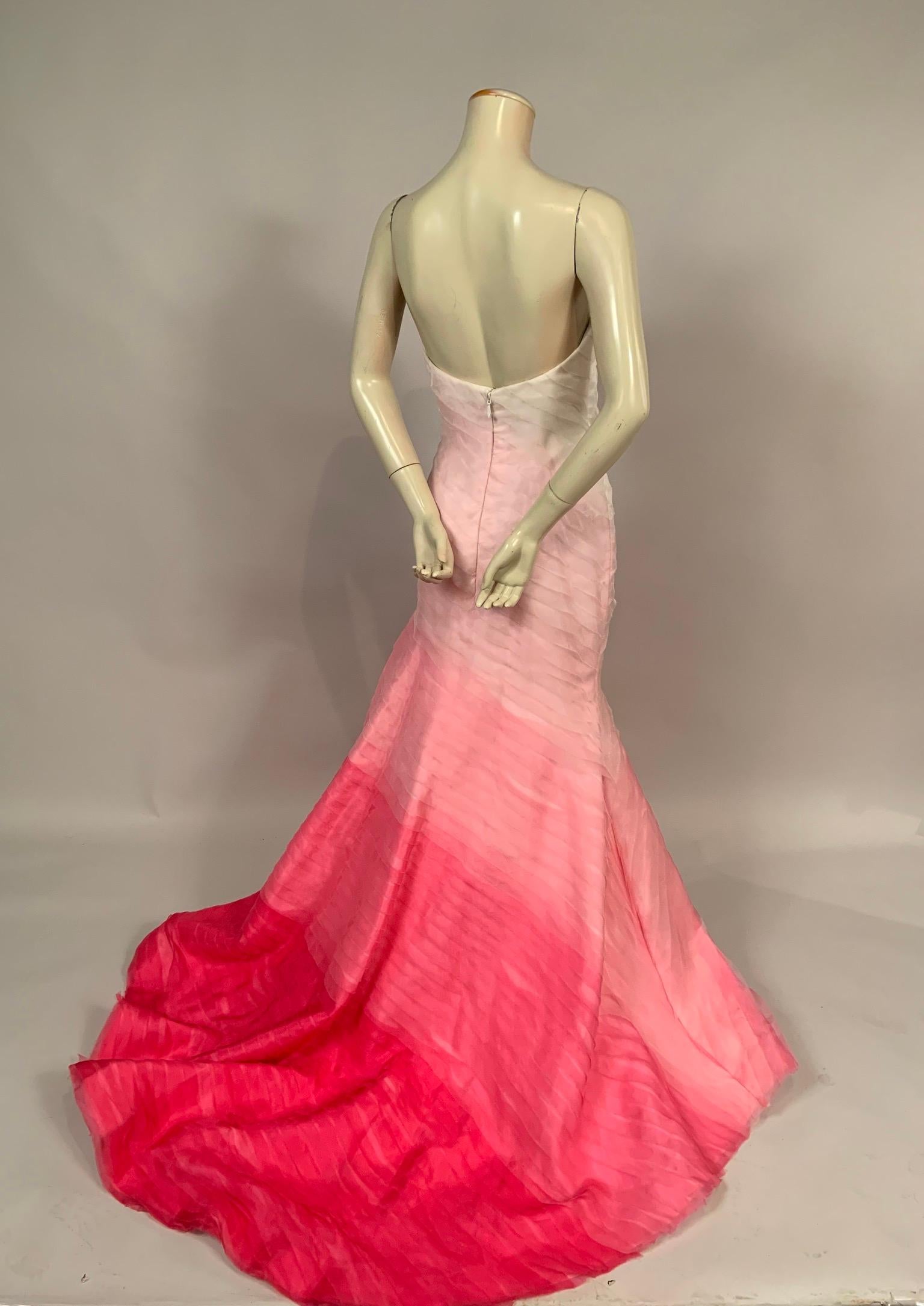 Lilly Pulitzer Silk Organza White to Shocking Pink Evening or Wedding Dress 2