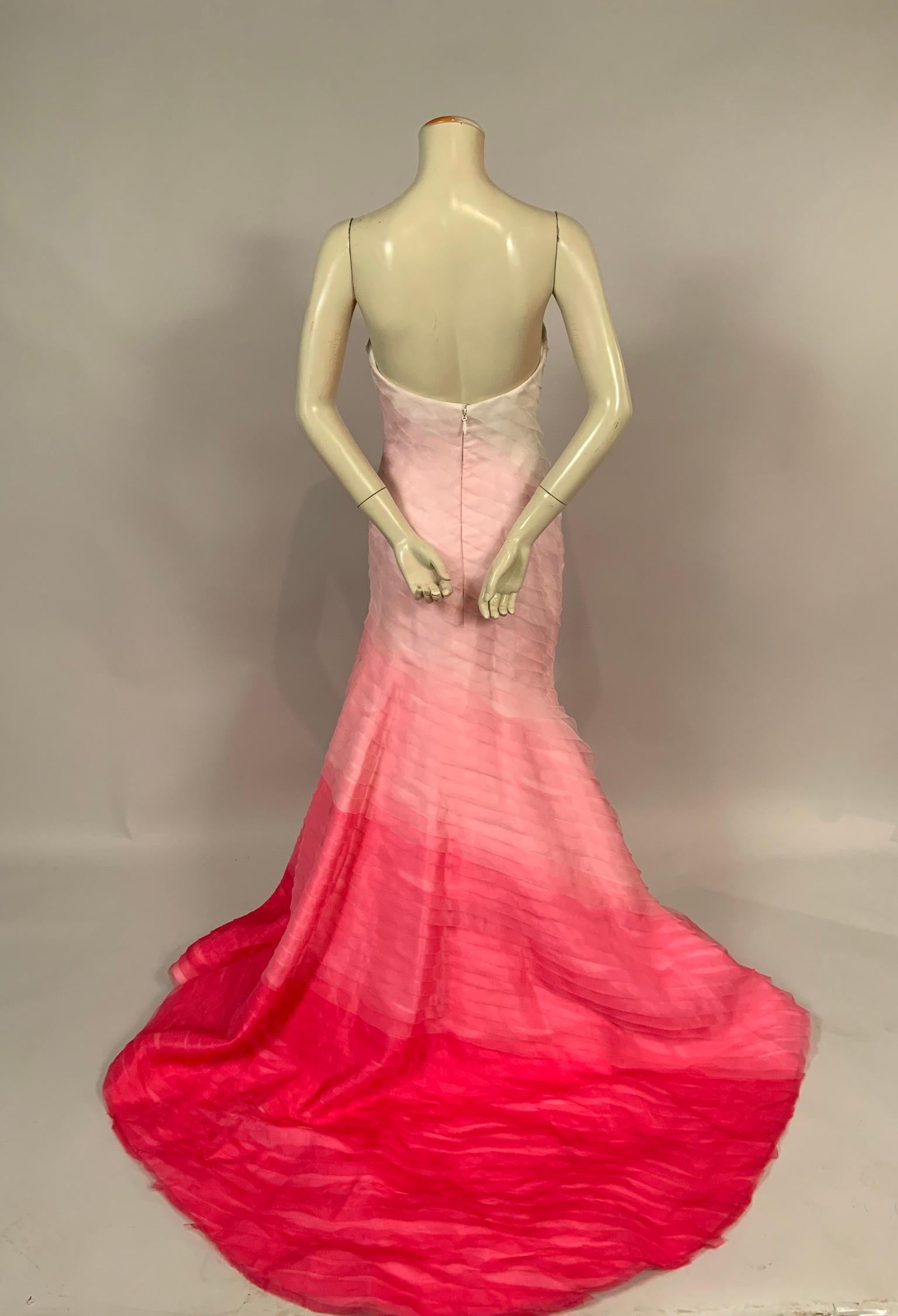 Lilly Pulitzer Silk Organza White to Shocking Pink Evening or Wedding Dress 3