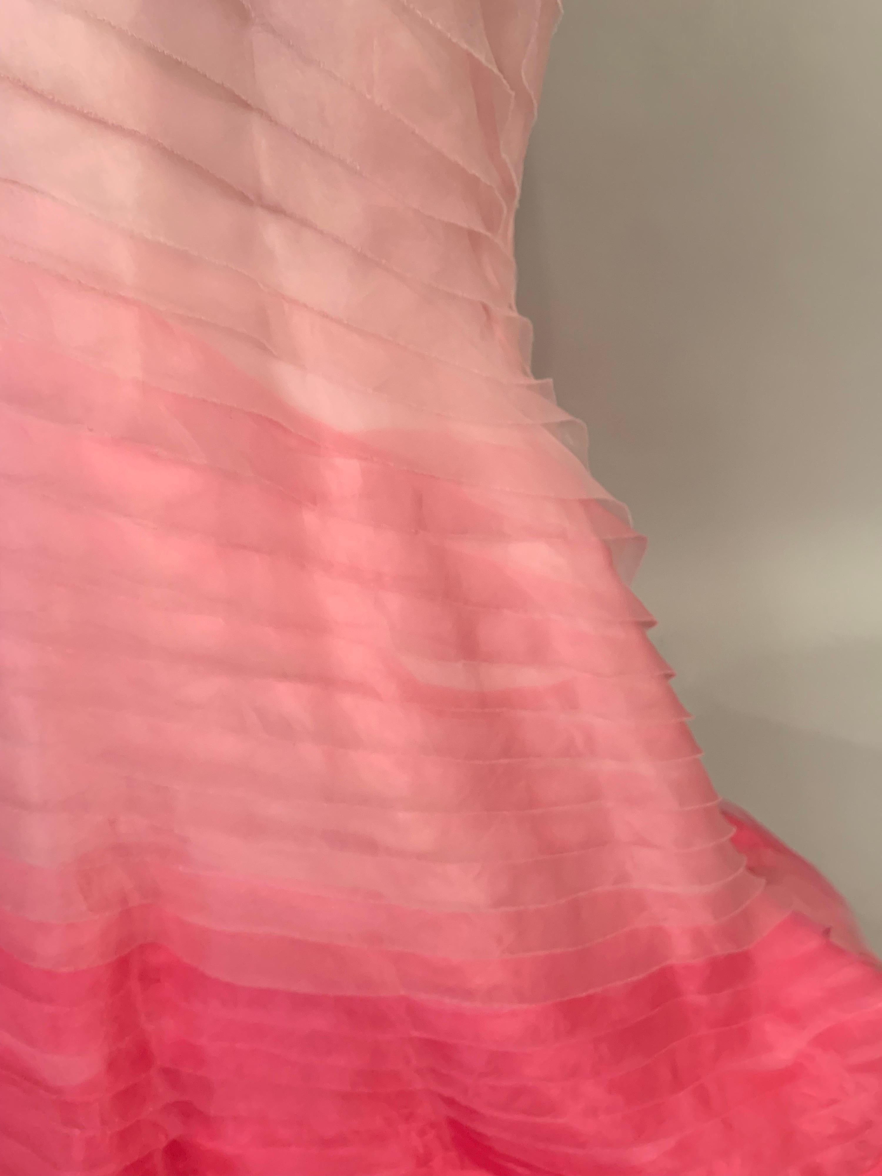 Lilly Pulitzer Silk Organza White to Shocking Pink Evening or Wedding Dress 4