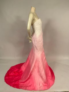 Lilly Pulitzer Silk Organza White to Shocking Pink Evening or Wedding Dress