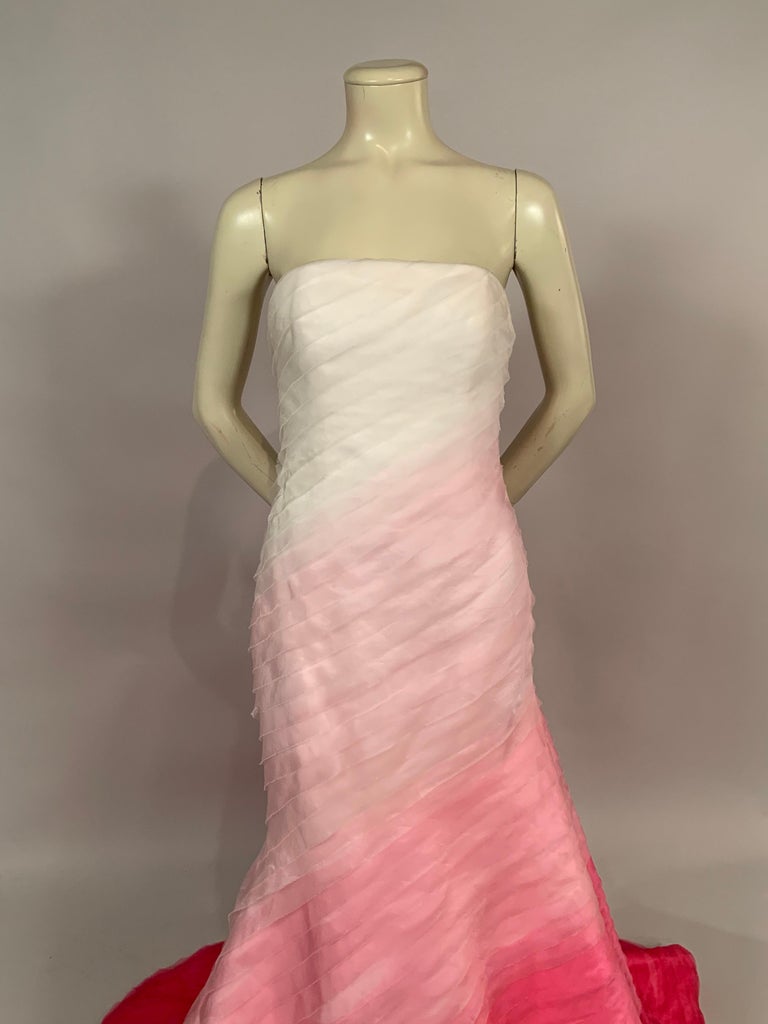 Lilly Pulitzer Silk Organza White To Shocking Pink Evening Or