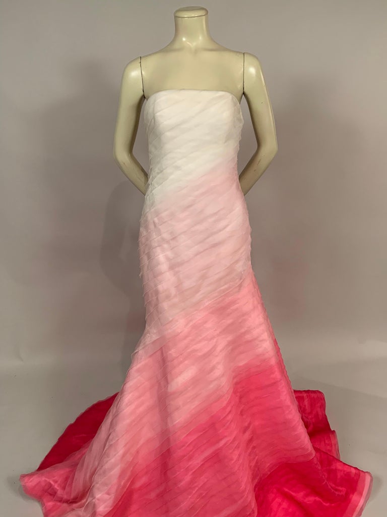Lilly Pulitzer Silk Organza White to Shocking Pink Evening or