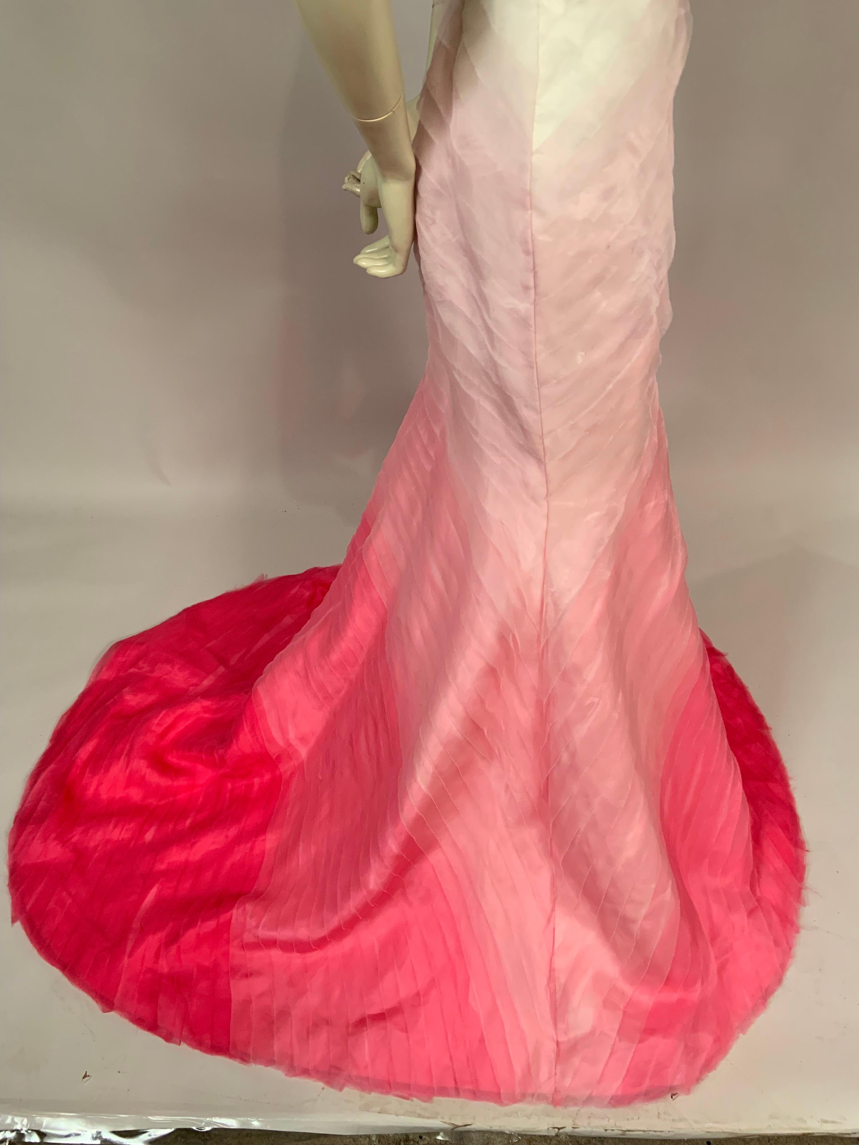 Lilly Pulitzer Silk Organza White to Shocking Pink Evening or Wedding Dress 1