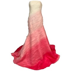 Robe de soirée ou de mariage Lilly Pulitzer en organza de soie blanc à rose vif