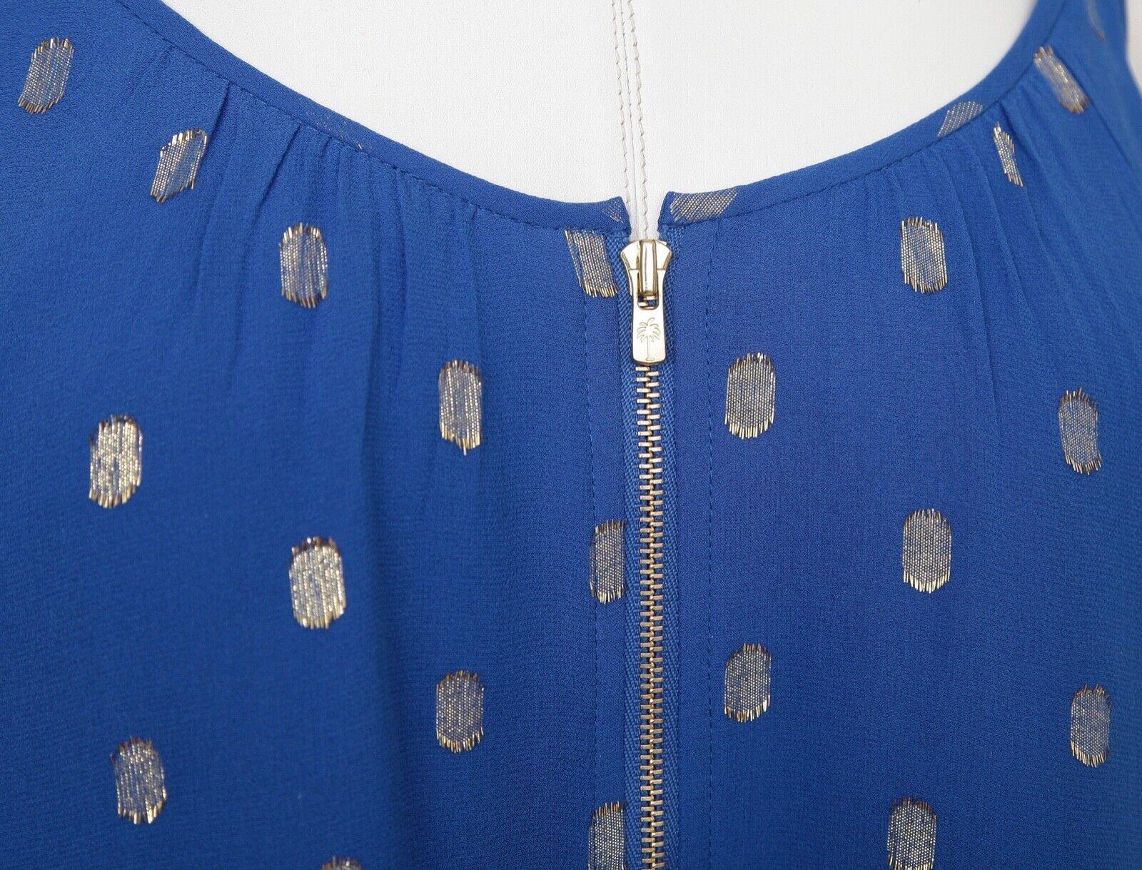 Women's LILLY PULITZER Sleeveless Top Blouse Shirt CHEVONNE Spaghetti Strap Silk Blue S For Sale