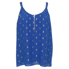 LILLY PULITZER Sleeveless Top Blouse Shirt CHEVONNE Spaghetti Strap Silk Blue S