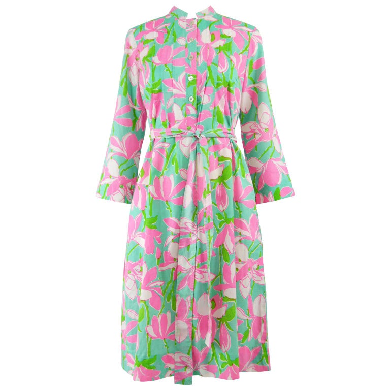 Lilly Pulitzer The 'Lily' Turquoise, Pink and Green Tropical Belted ...