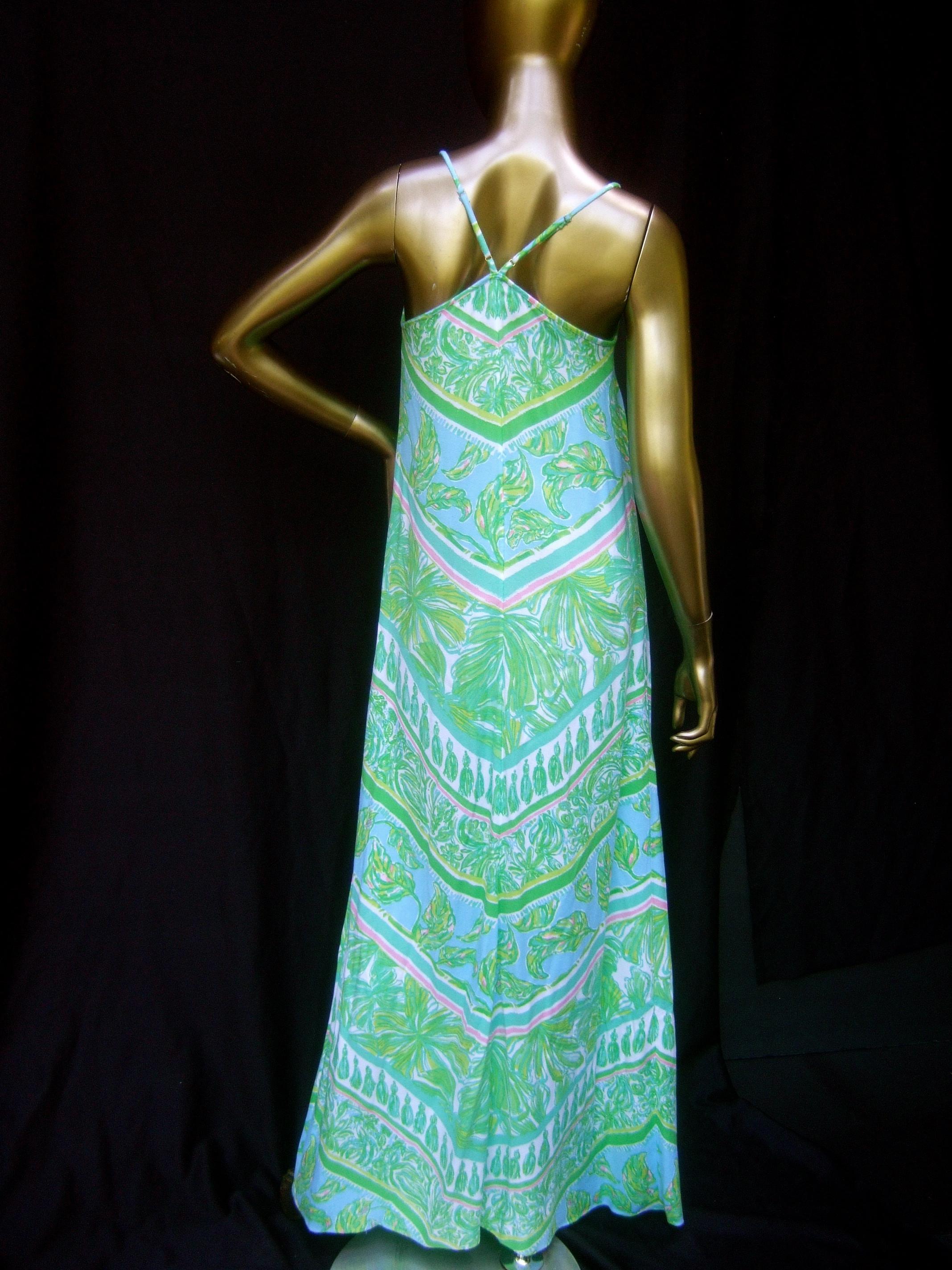 Lilly Pulitzer Vibrant Tropical Print Slip Gown c 1990s 3