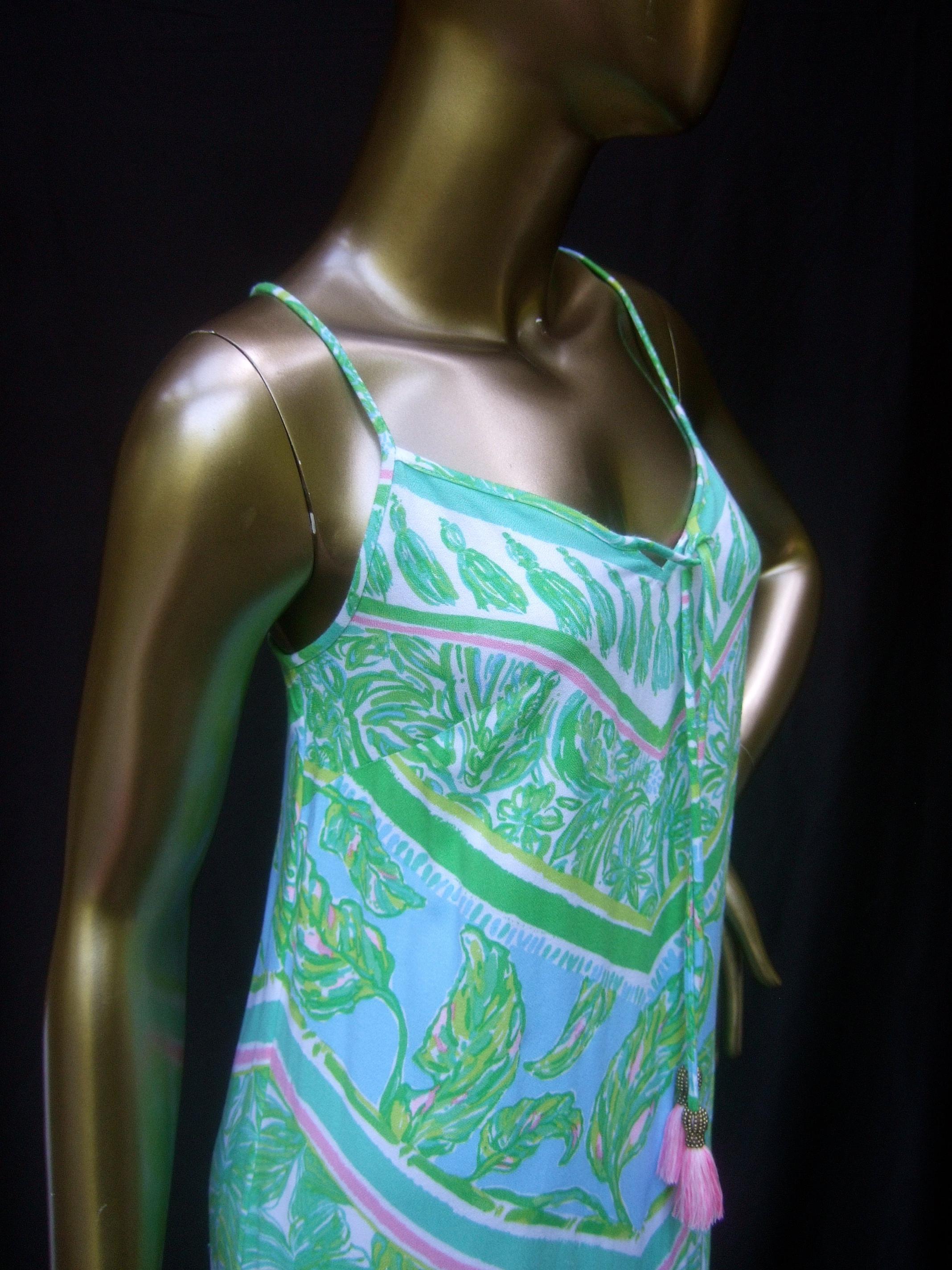 Women's Lilly Pulitzer Vibrant Tropical Print Slip Gown c 1990s