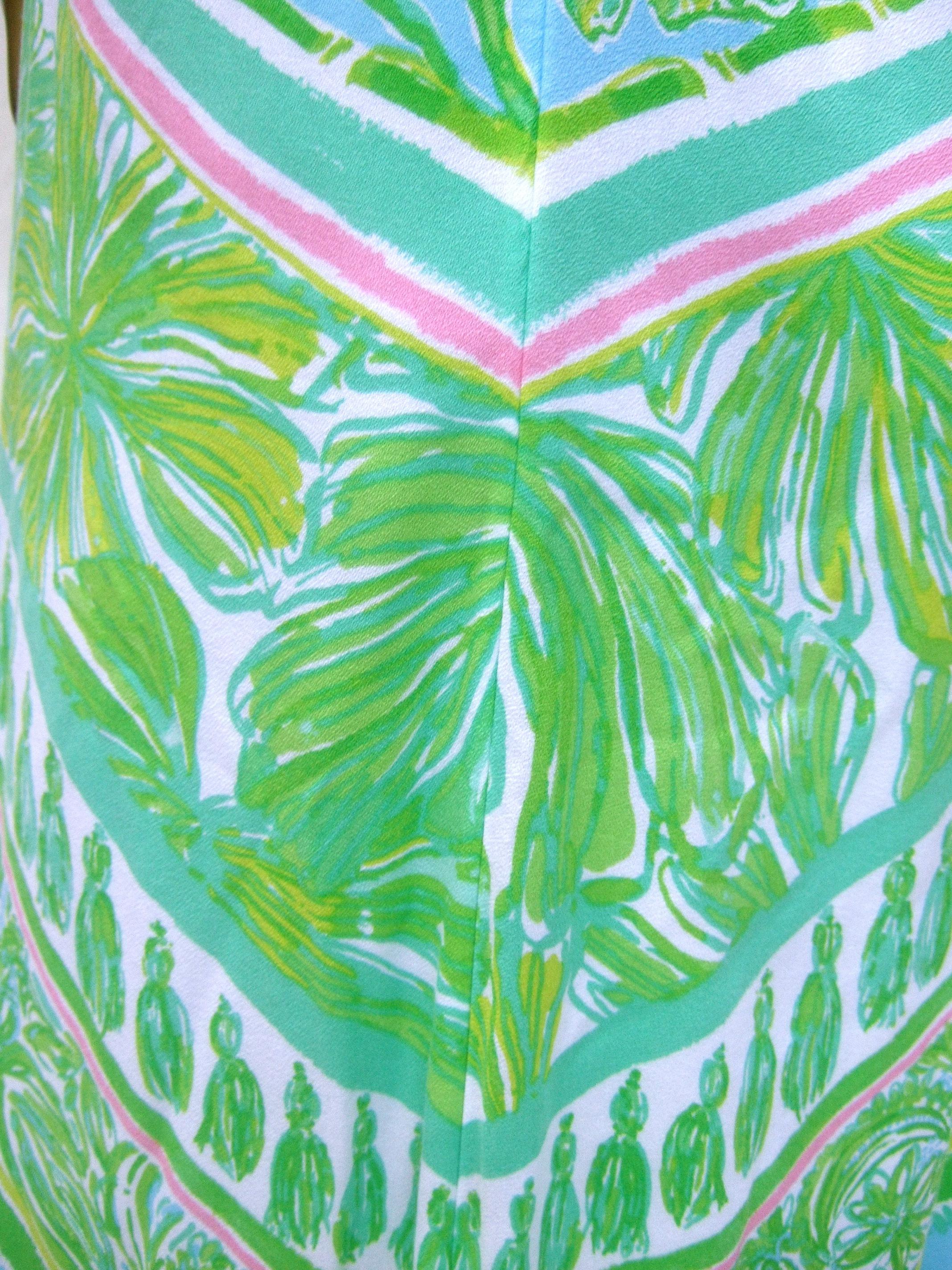 Lilly Pulitzer Vibrant Tropical Print Slip Gown c 1990s 1
