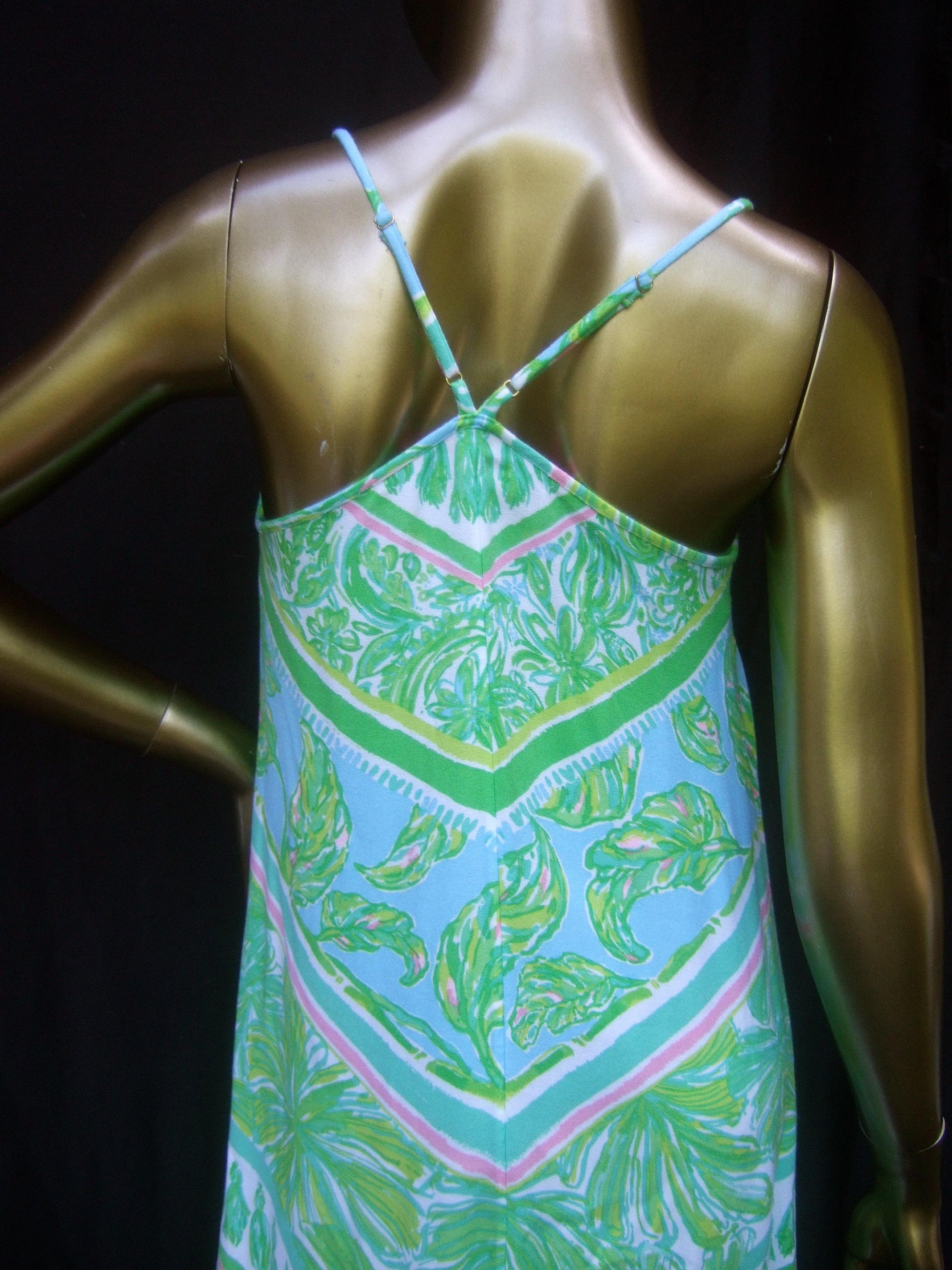 Lilly Pulitzer Vibrant Tropical Print Slip Gown c 1990s 2