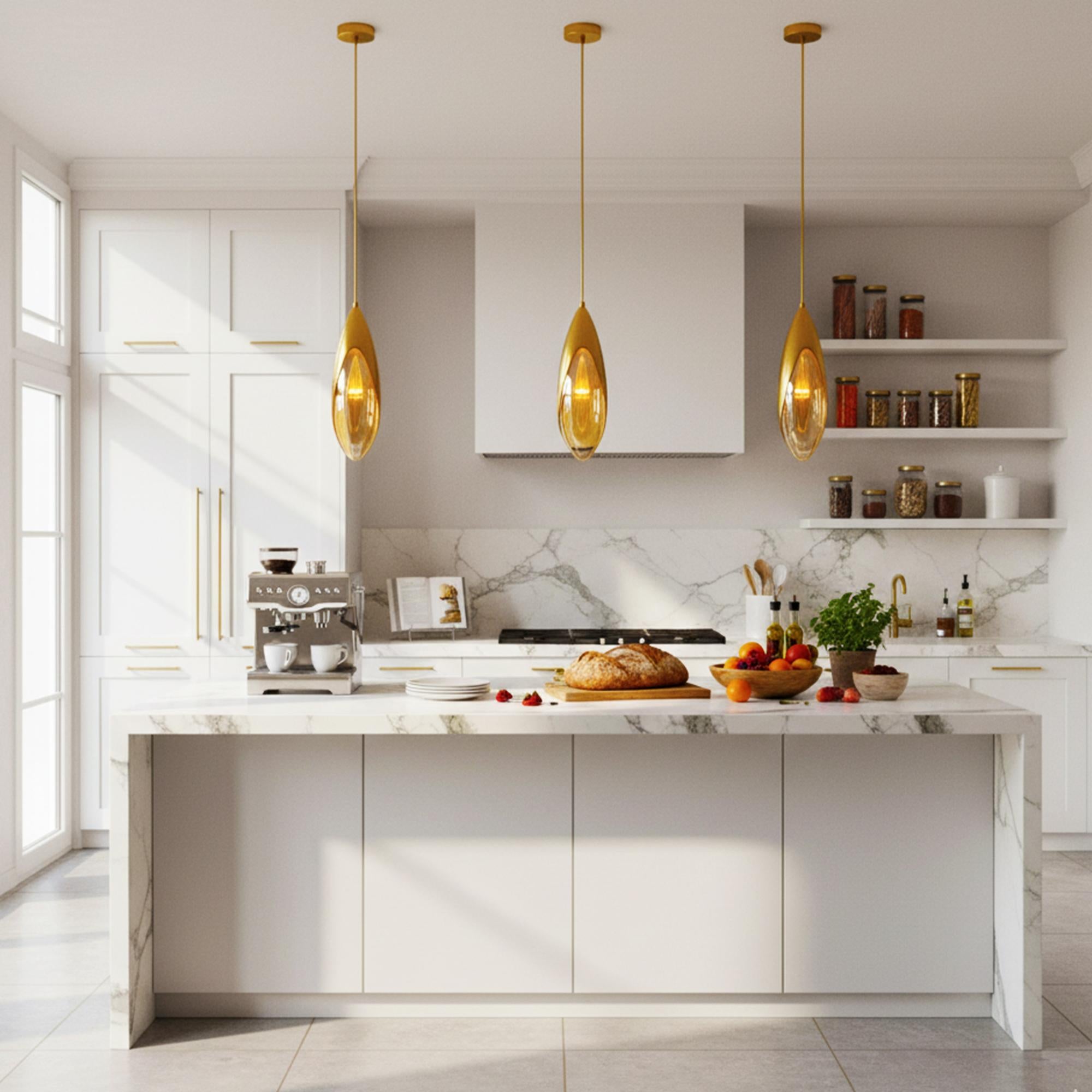 Lámpara Colgante Lilly - Colgante Simple - Elegante Diseño Flor de Lirio de Latón en venta 2