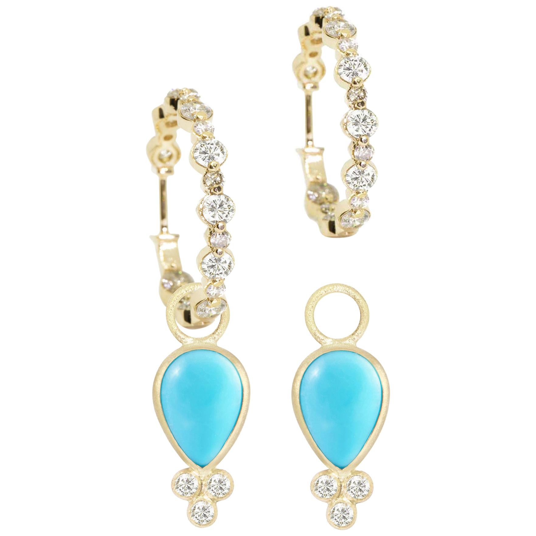 Lilly Sleeping Beauty Turquoise 18 Karat Gold Earrings