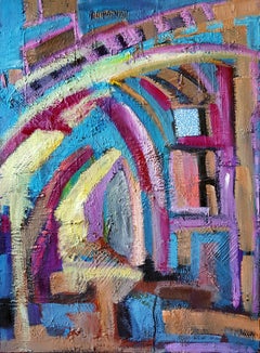 The Inside Colors - Abstract Oil Painting Lilac Yellow Orange Blue Brown White