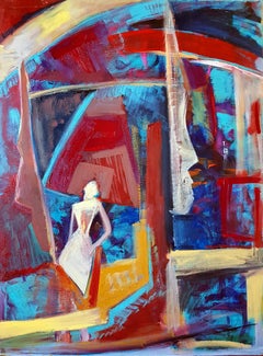 The Other réalité - Peinture à l'huile abstraite rouge jaune lilas bleu marron blanc