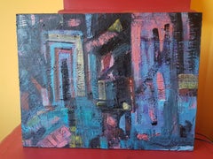 Theater - Abstract Oil Painting Red Yellow Orange Blue Brown White Lilac