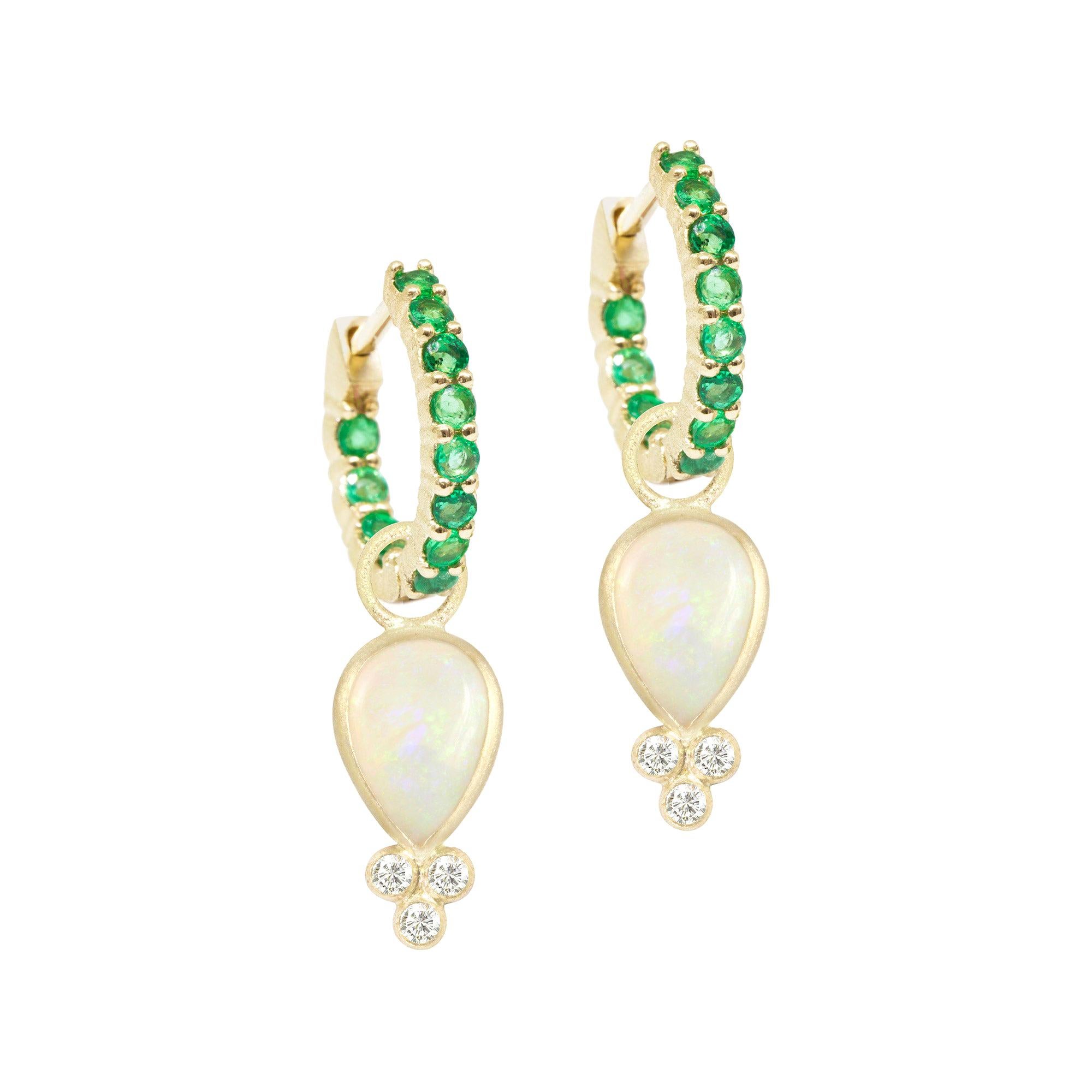 Lilly White Opal 18 Karat Gold Earrings For Sale