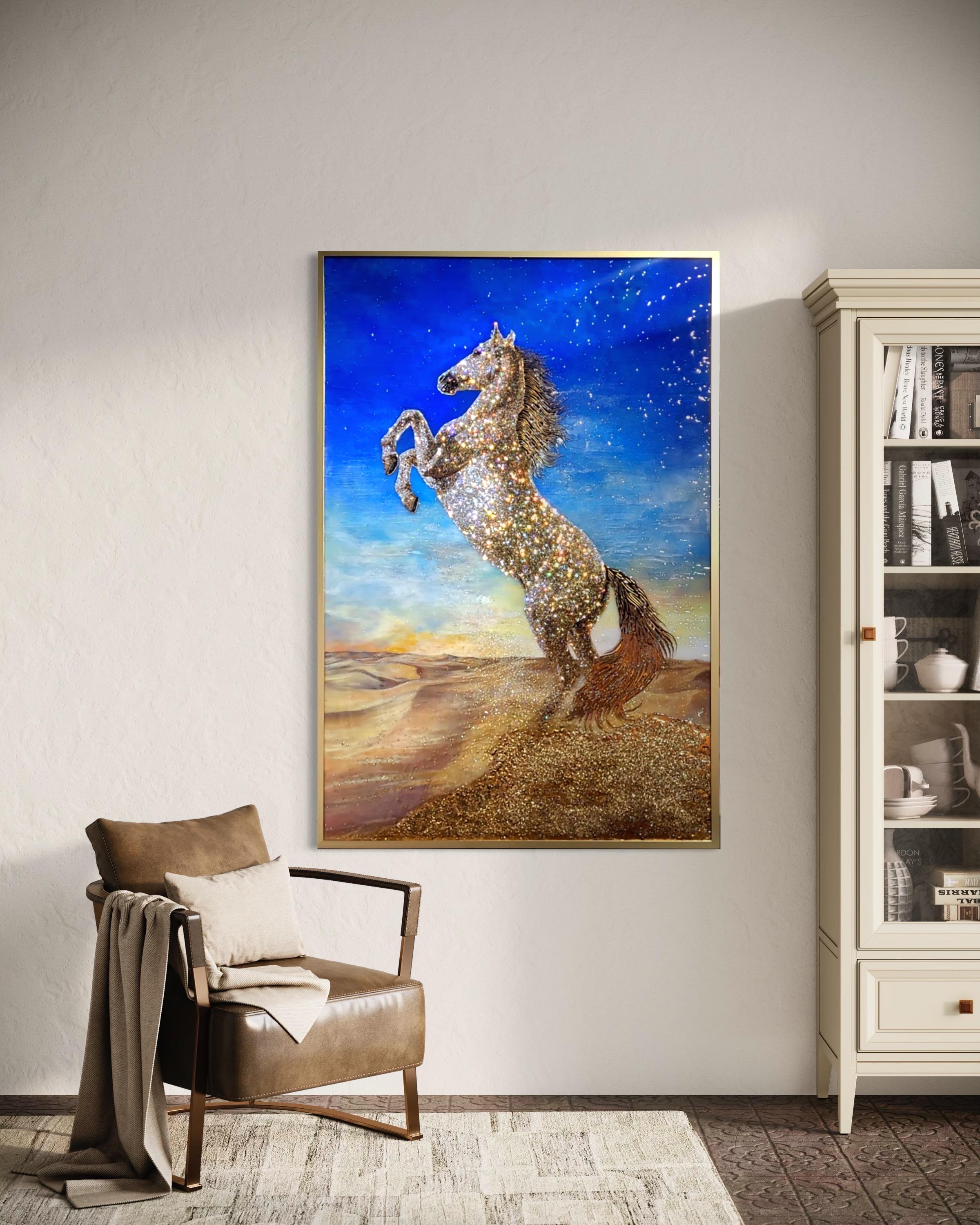 Pferd (Zeitgenössisch), Mixed Media Art, von lily art