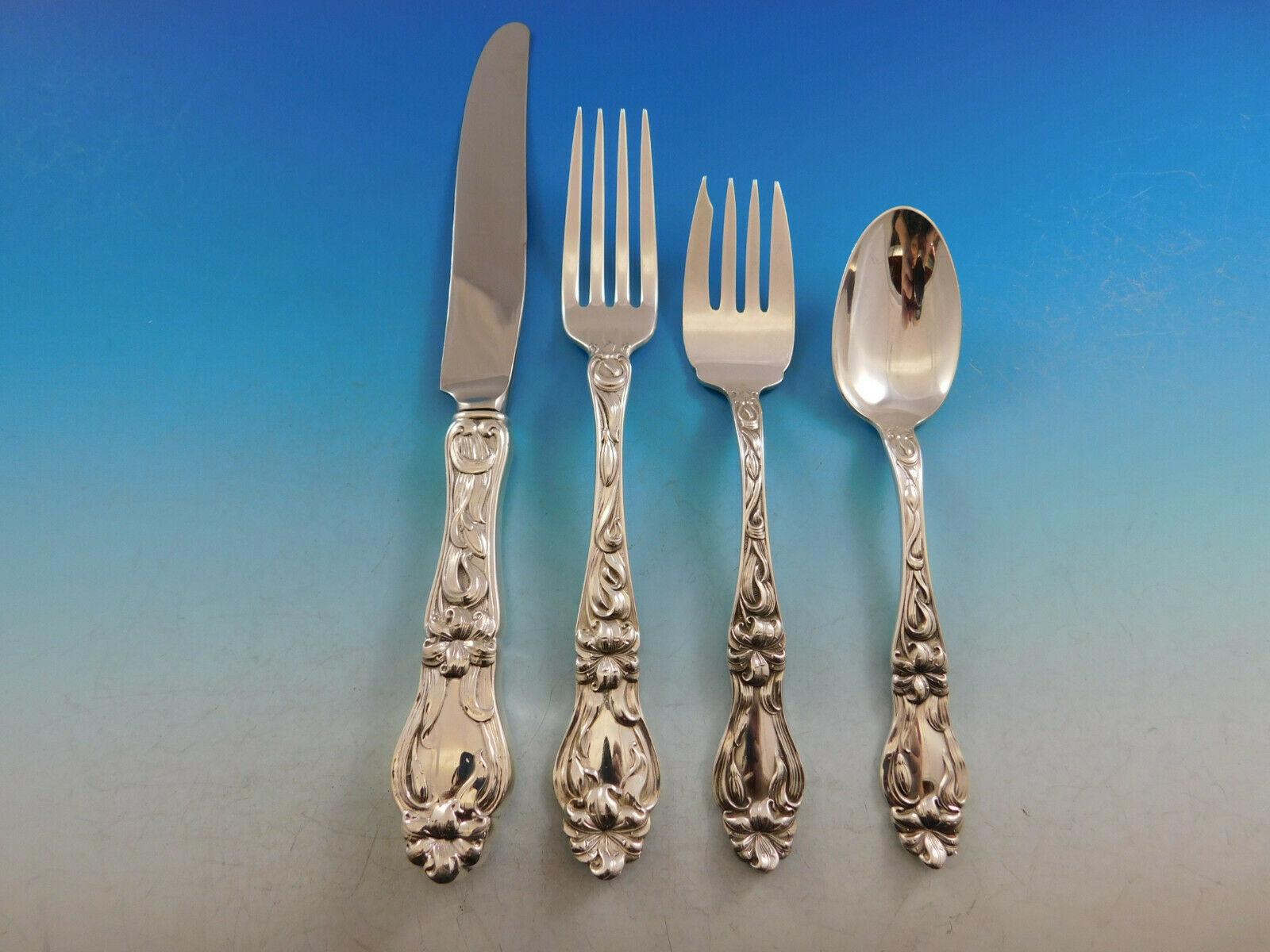 Lily by Frank Whiting Sterling Silver Flatware Service for 18 Set 108 Pcs Floral In Excellent Condition In Big Bend, WI