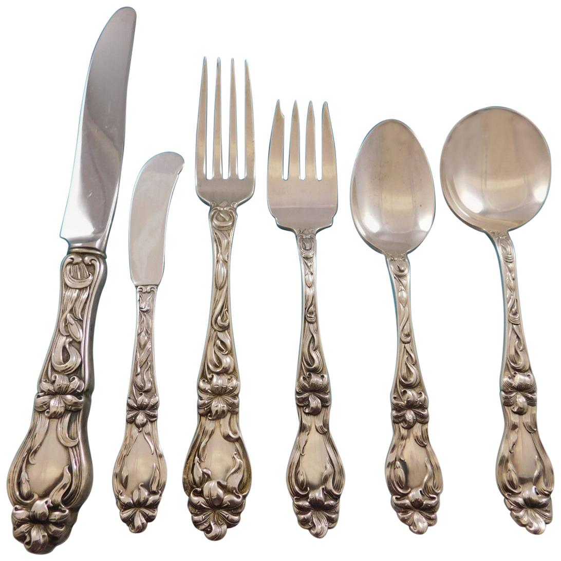 Lily by Frank Whiting Sterling Silver Flatware Service for 6 Set 36 Pcs Floral