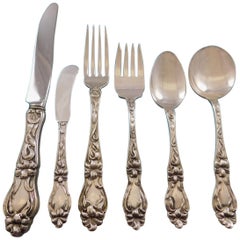 Lily by Frank Whiting Sterling Silver Flatware Service for 6 Set 36 Pcs Floral