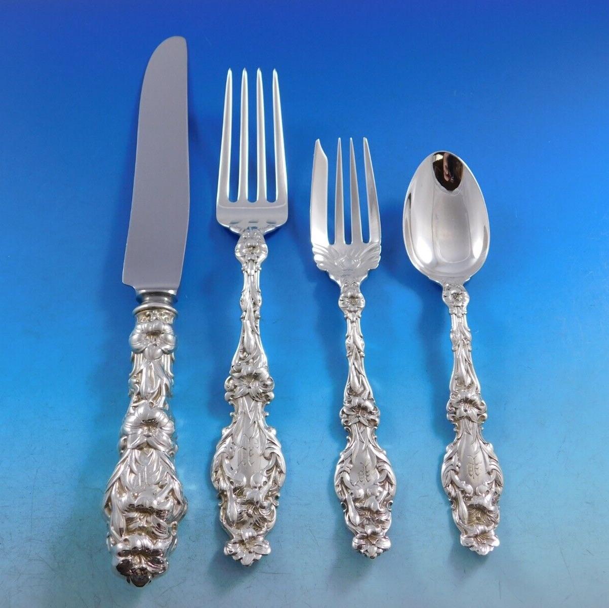 Lily by Whiting Sterling Silver Flatware Set 12 Service 142 pc P Monogram Dinner 7