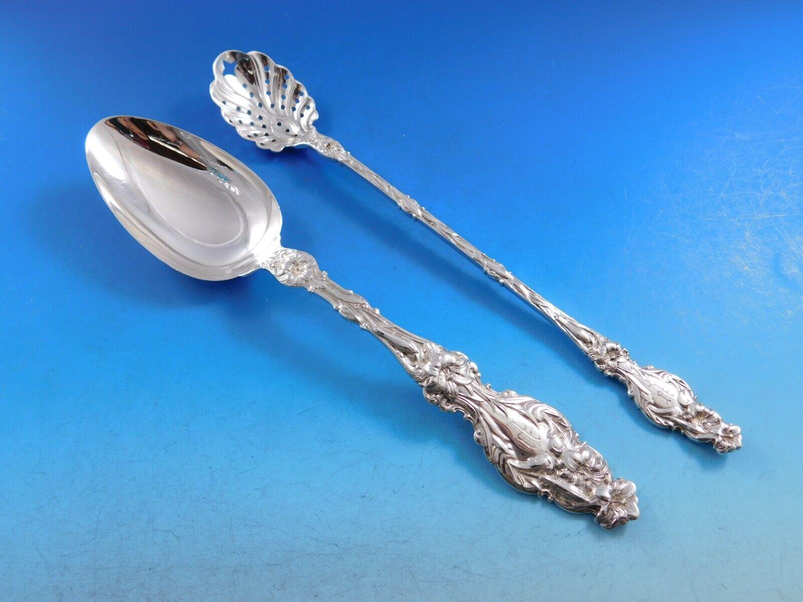 Lily by Whiting Sterling Silver Flatware Set 12 Service 142 pc P Monogram Dinner 4