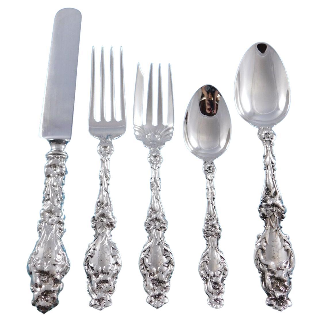 Lily by Whiting Sterling Silver Flatware Set for 12 Service 60 Pieces For Sale
